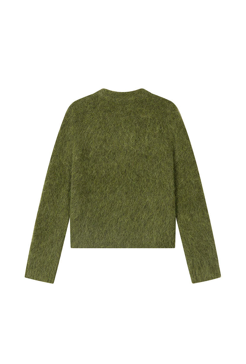 Brayden Alpaca Cardigan - Olive Green