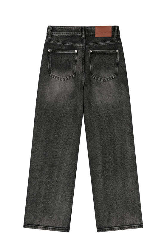 Cayden Mid Rise Straight Leg Jeans - Charcoal