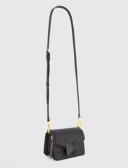 Black Mini Leather Tone On Tone Crossbody Bag - FINAL SALE