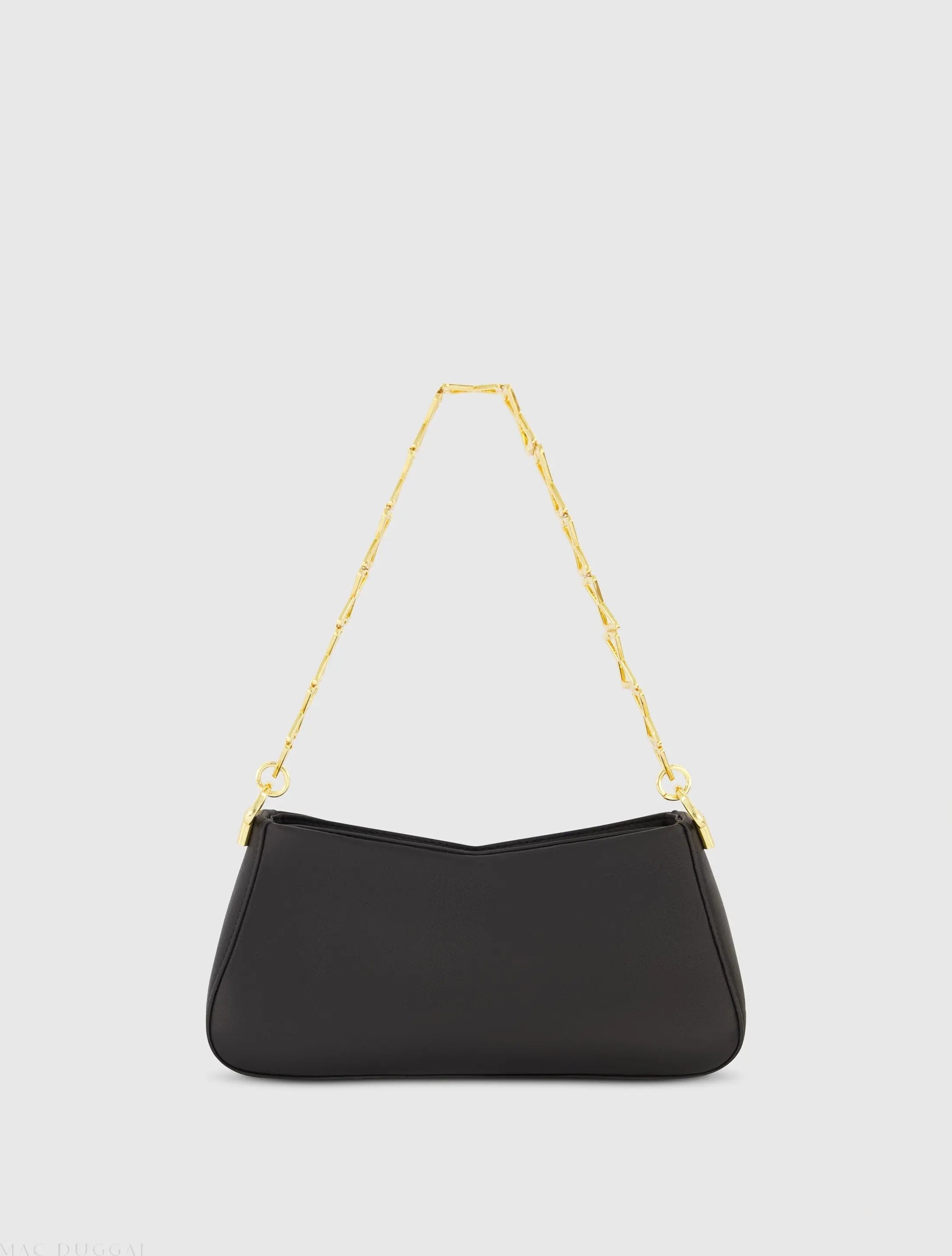 Black Small Gold Strap Nappa Leather Shoulder Bag