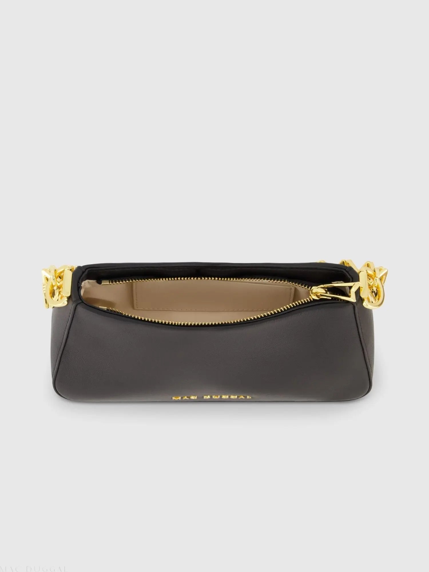 Black Small Gold Strap Nappa Leather Shoulder Bag