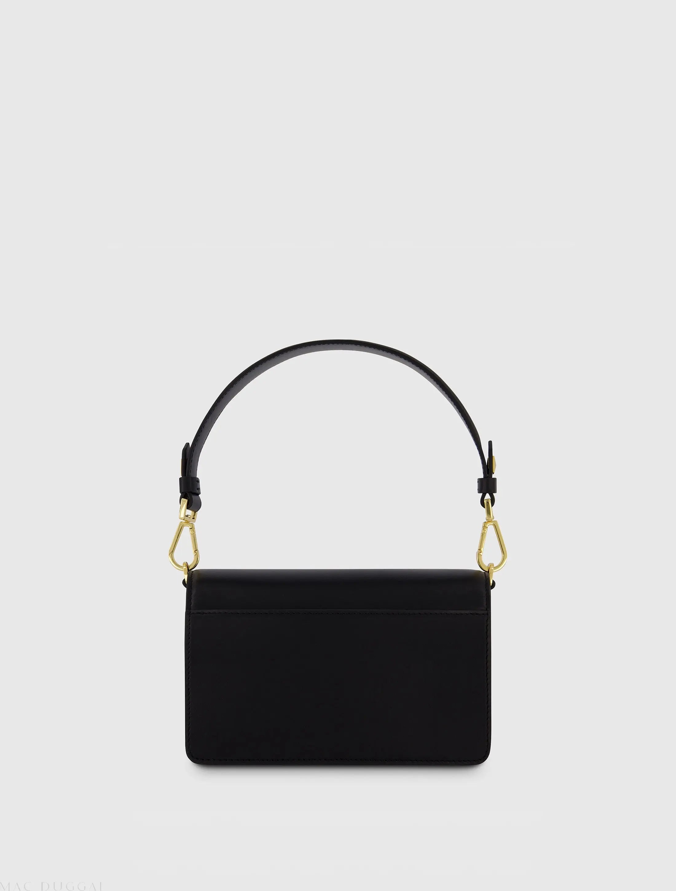Black Mini Leather Shoulder Handbag With Gold Hardware