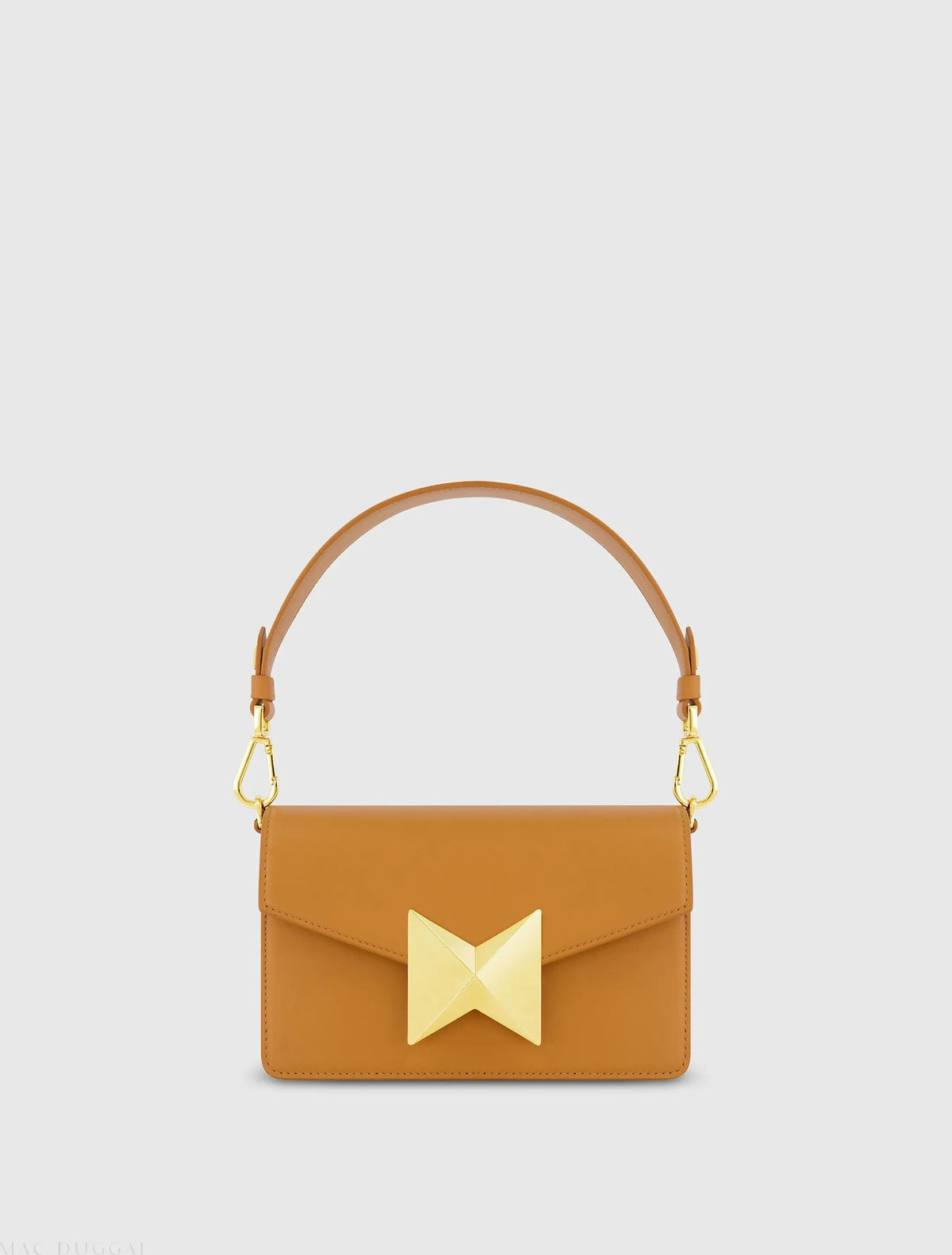 Brown Mini Leather Shoulder Handbag With Gold Hardware - FINAL SALE