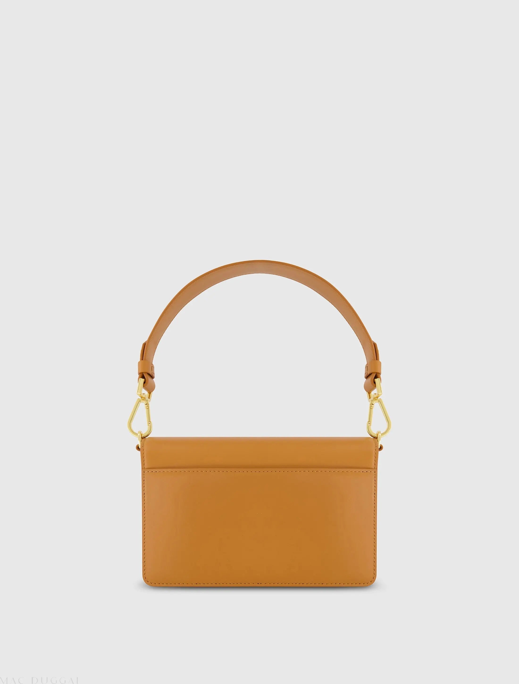 Brown Mini Leather Shoulder Handbag With Gold Hardware - FINAL SALE