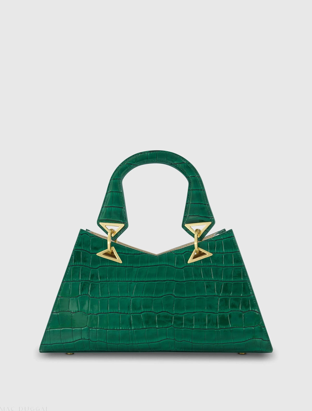 Green Crocodile Leather Handbag With Gold Hardware