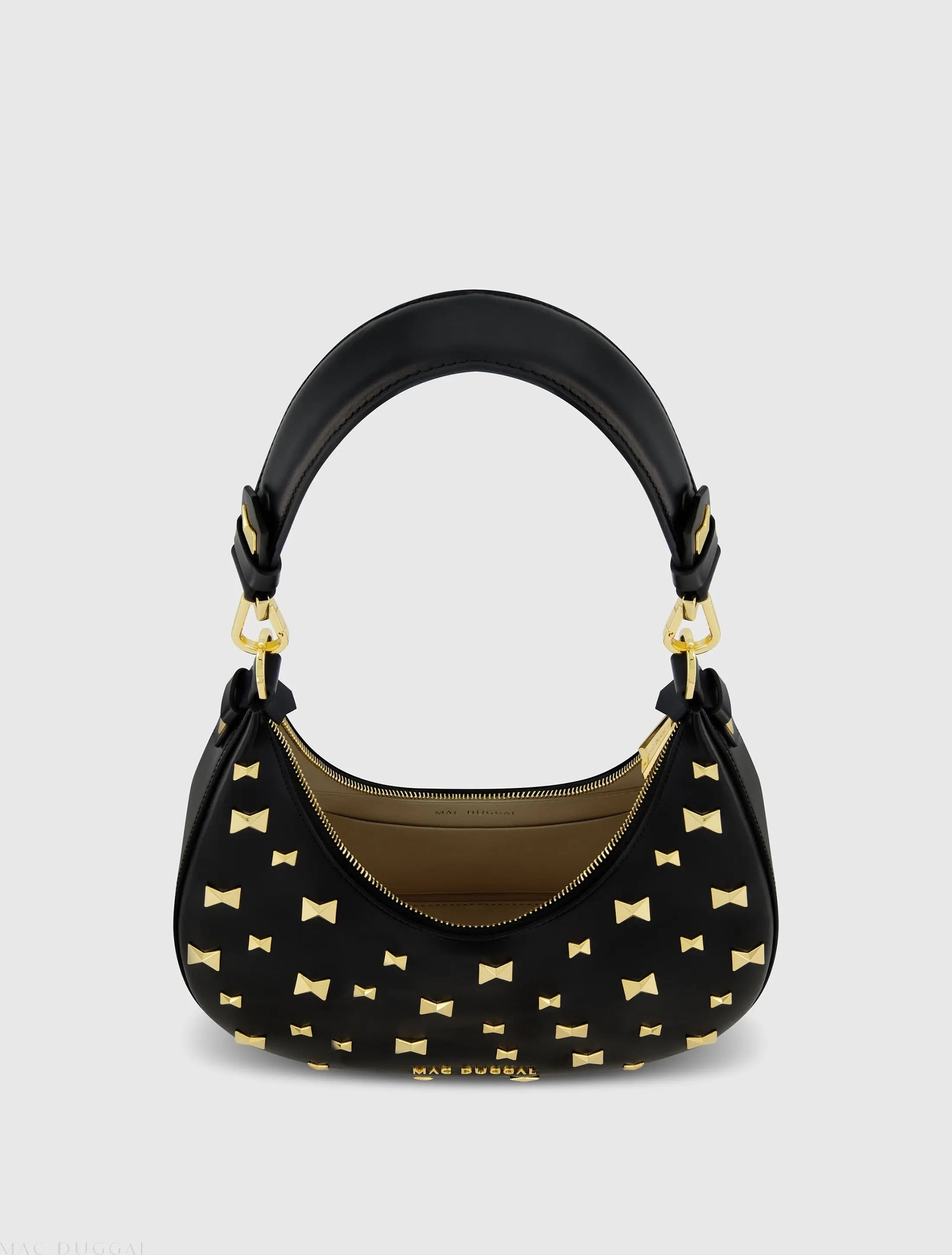 Black Leather Hobo Bag With Gold Hardware - FINAL SALE