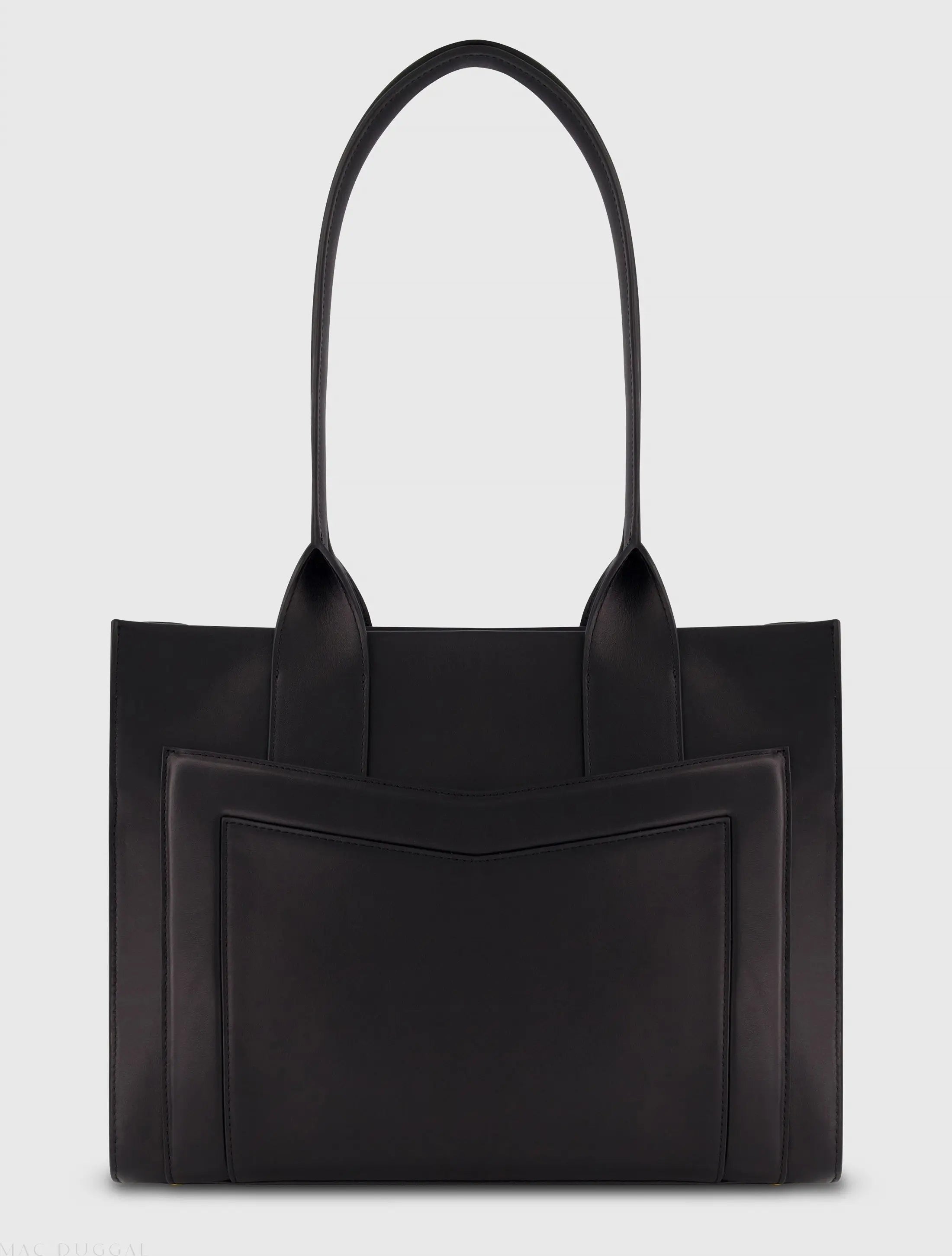 Black Large Leather Tote Bag With Gold Hardware