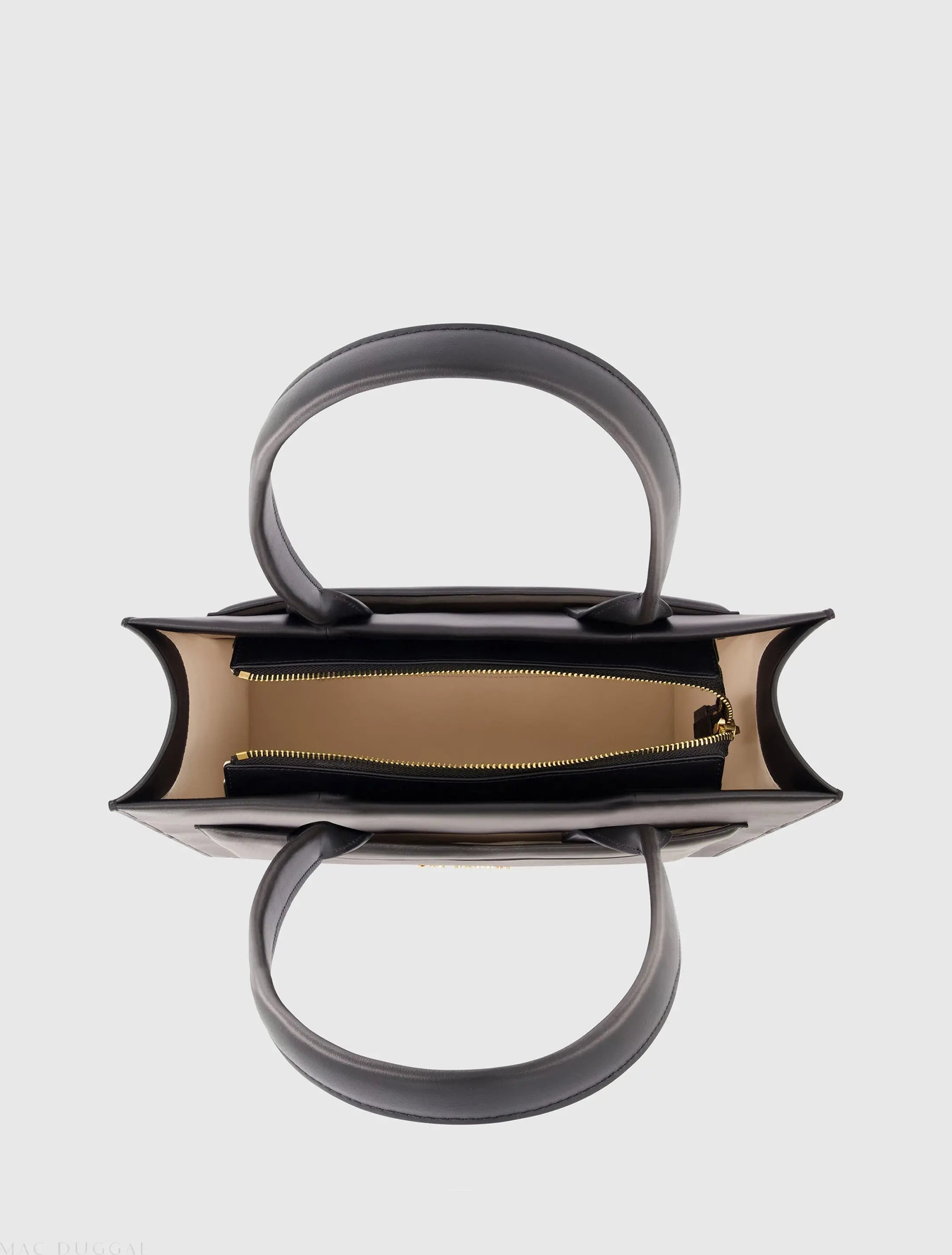 Black Large Leather Tote Bag With Gold Hardware