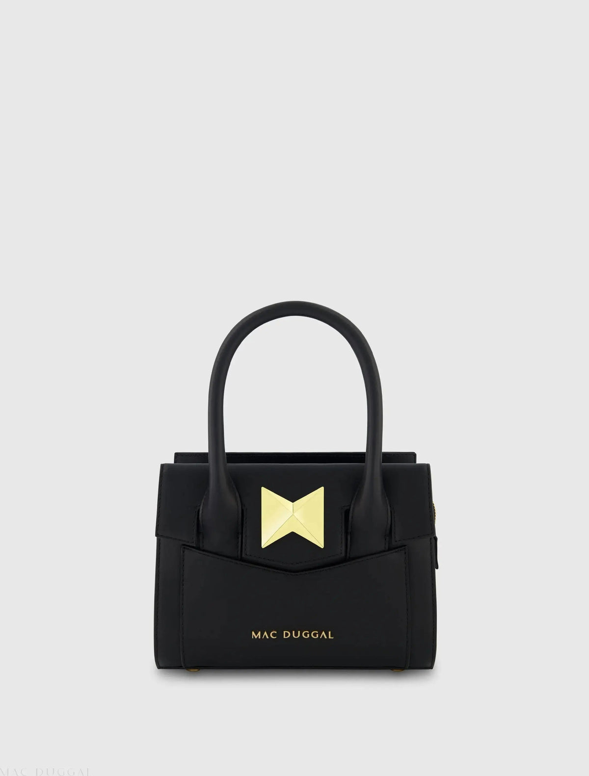 Black Small Leather Tote Bag With Gold Hardware - FINAL SALE
