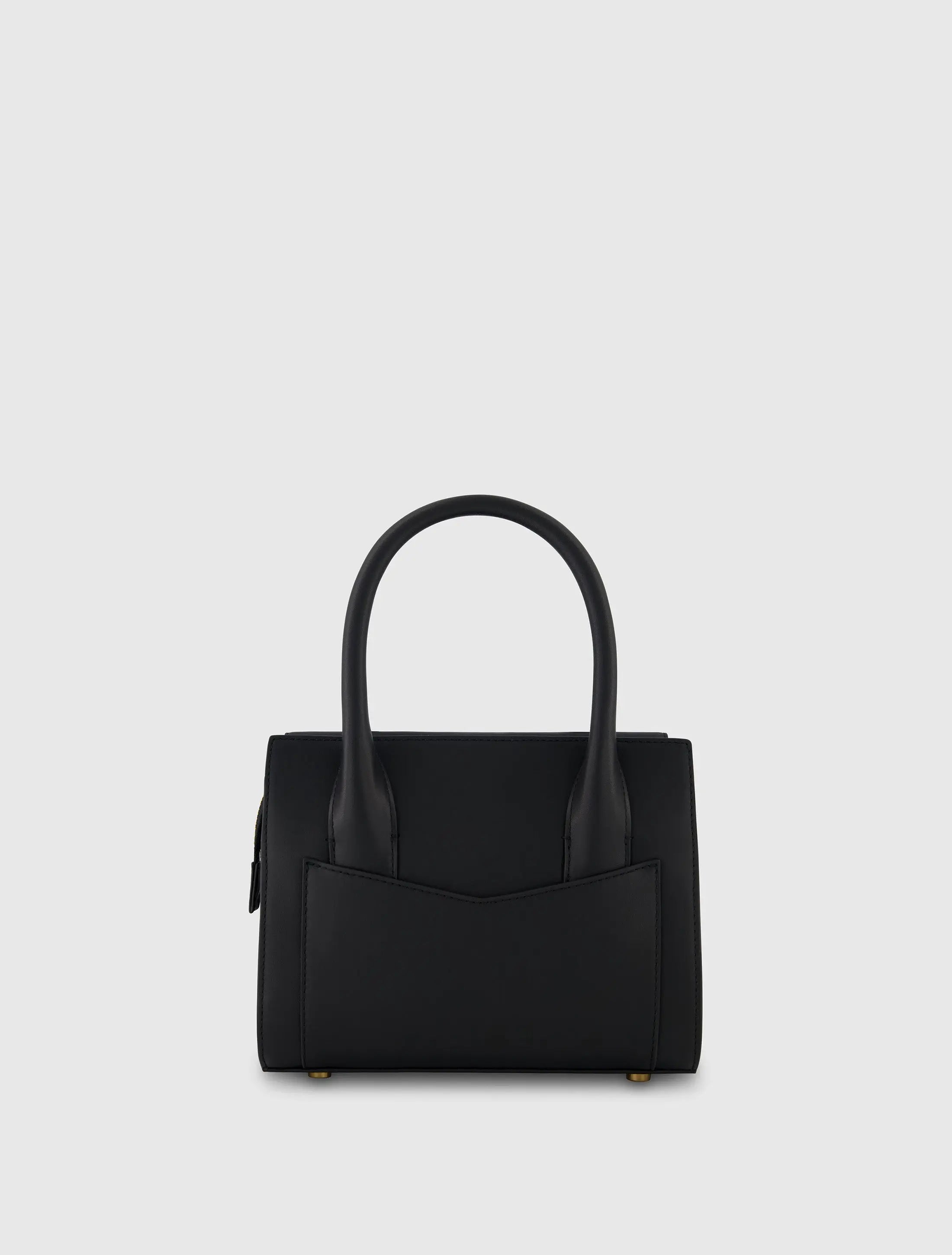 Black Small Leather Tote Bag With Gold Hardware - FINAL SALE