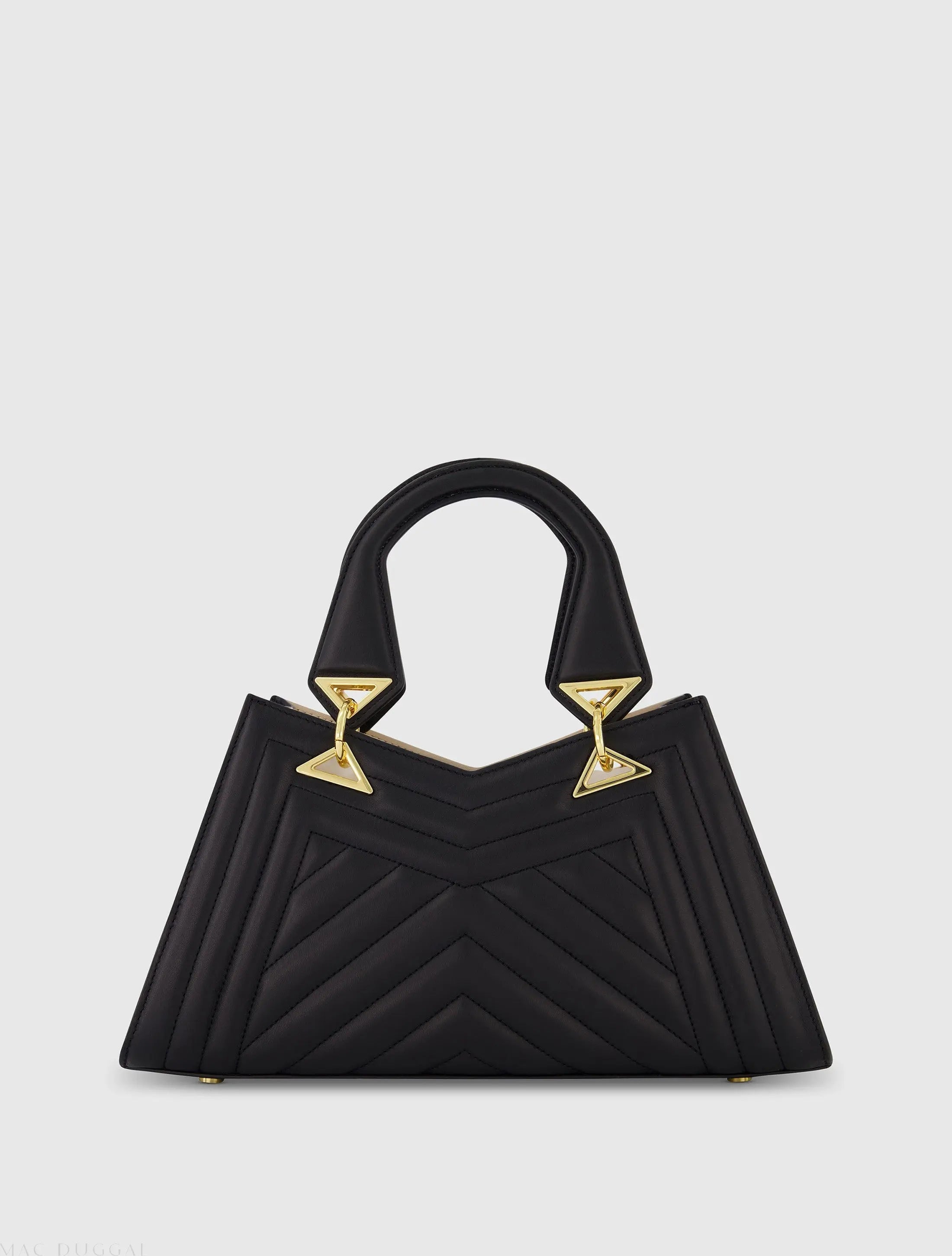 Black Quilted Napa Leather Angular Handbag
