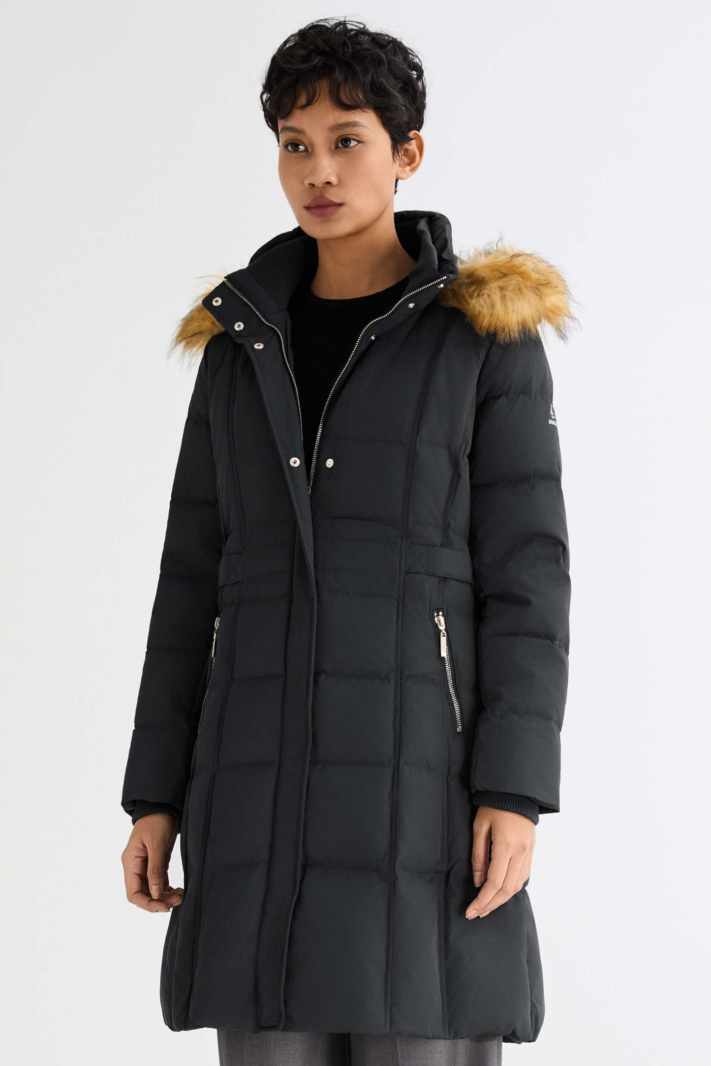 Long Faux Fur Hooded Down Coat