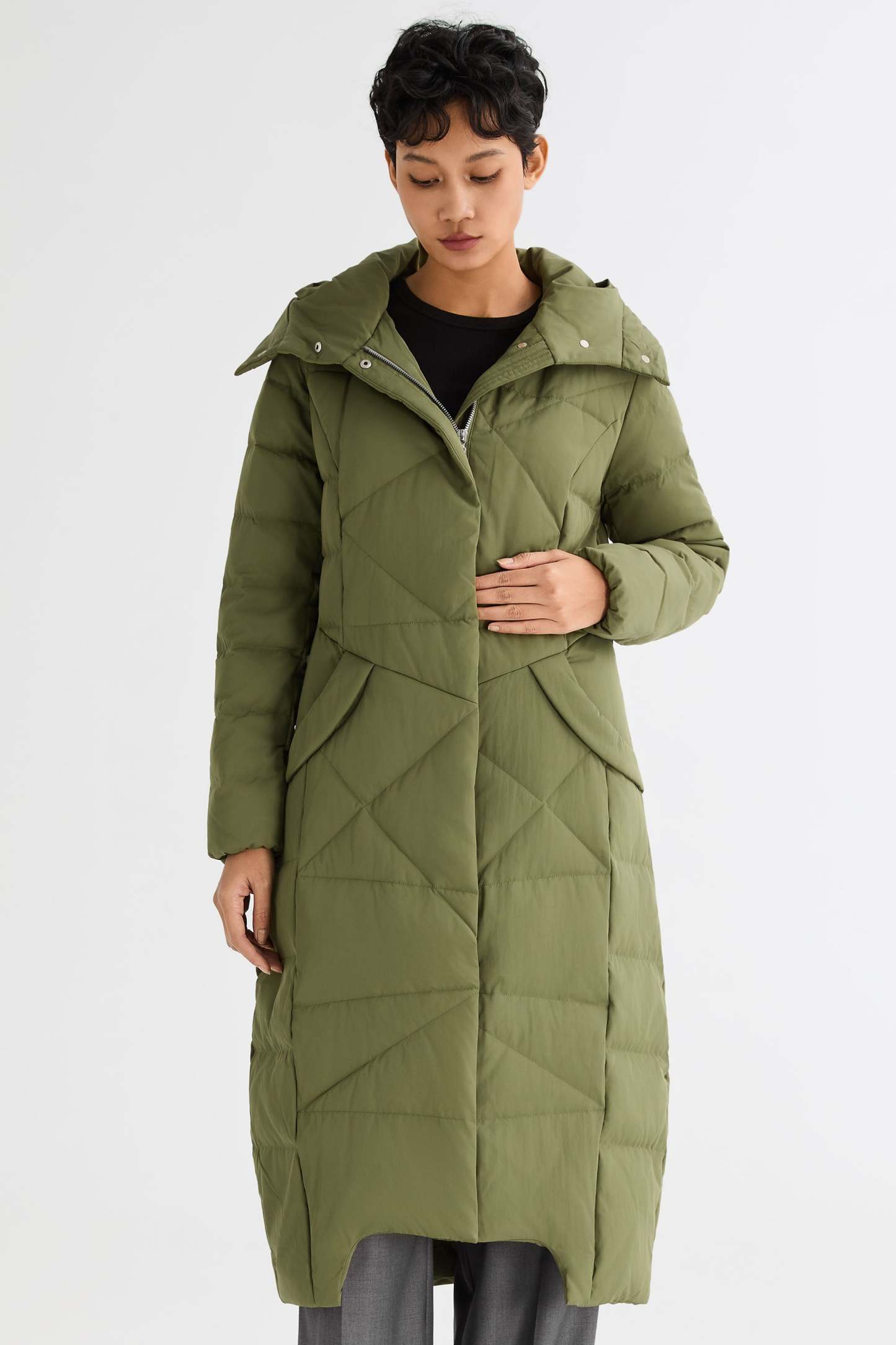 Long Maxi Down Coat with Hood