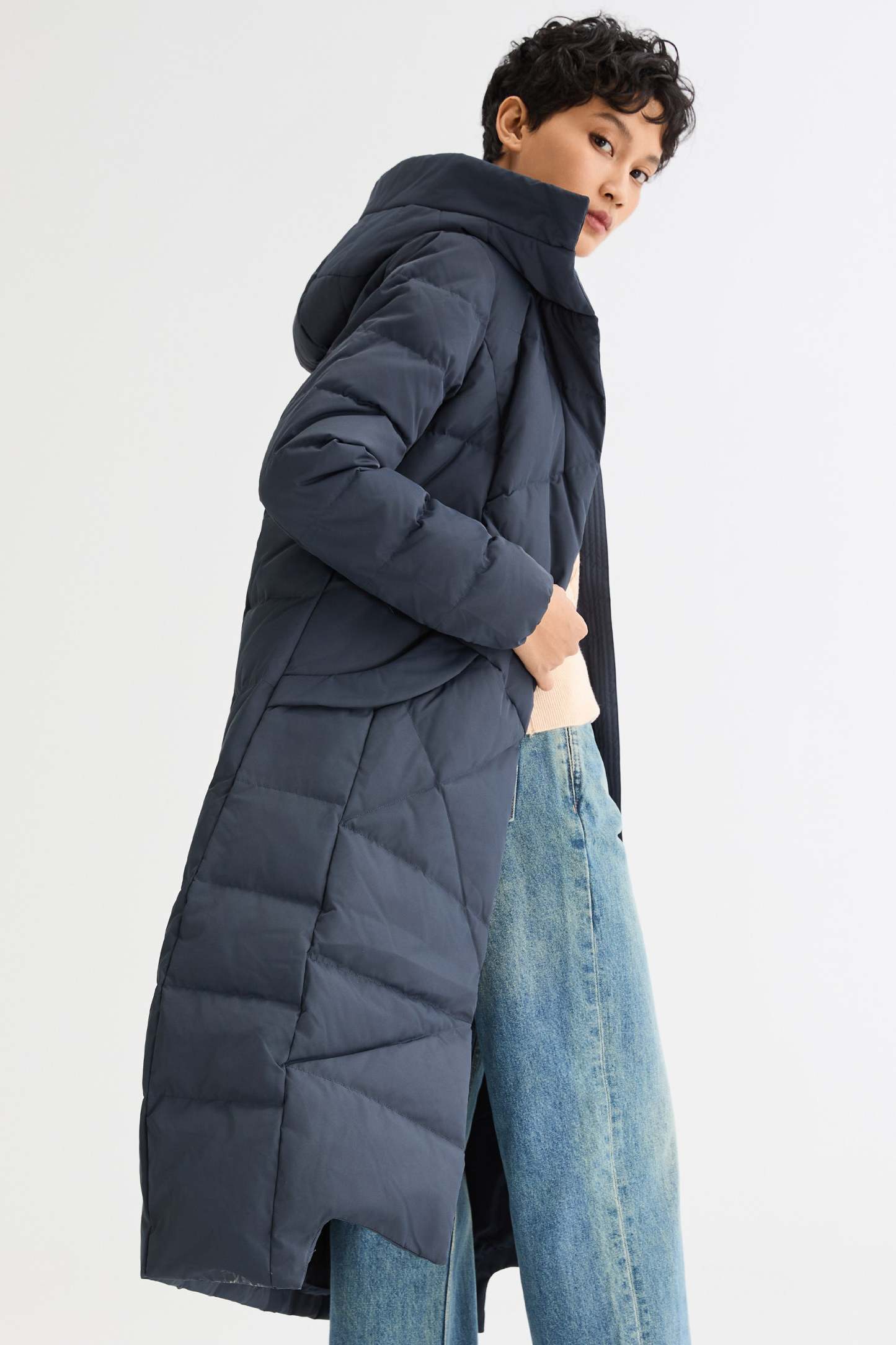 Long Maxi Down Coat with Hood