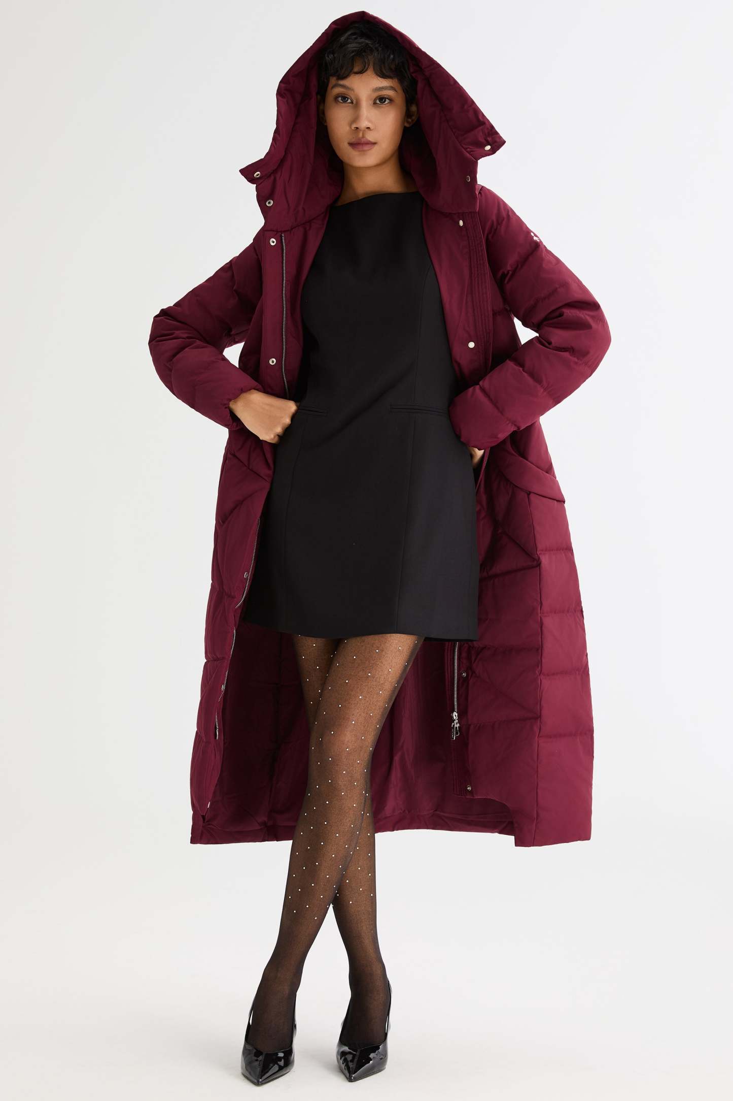 Long Maxi Down Coat with Hood