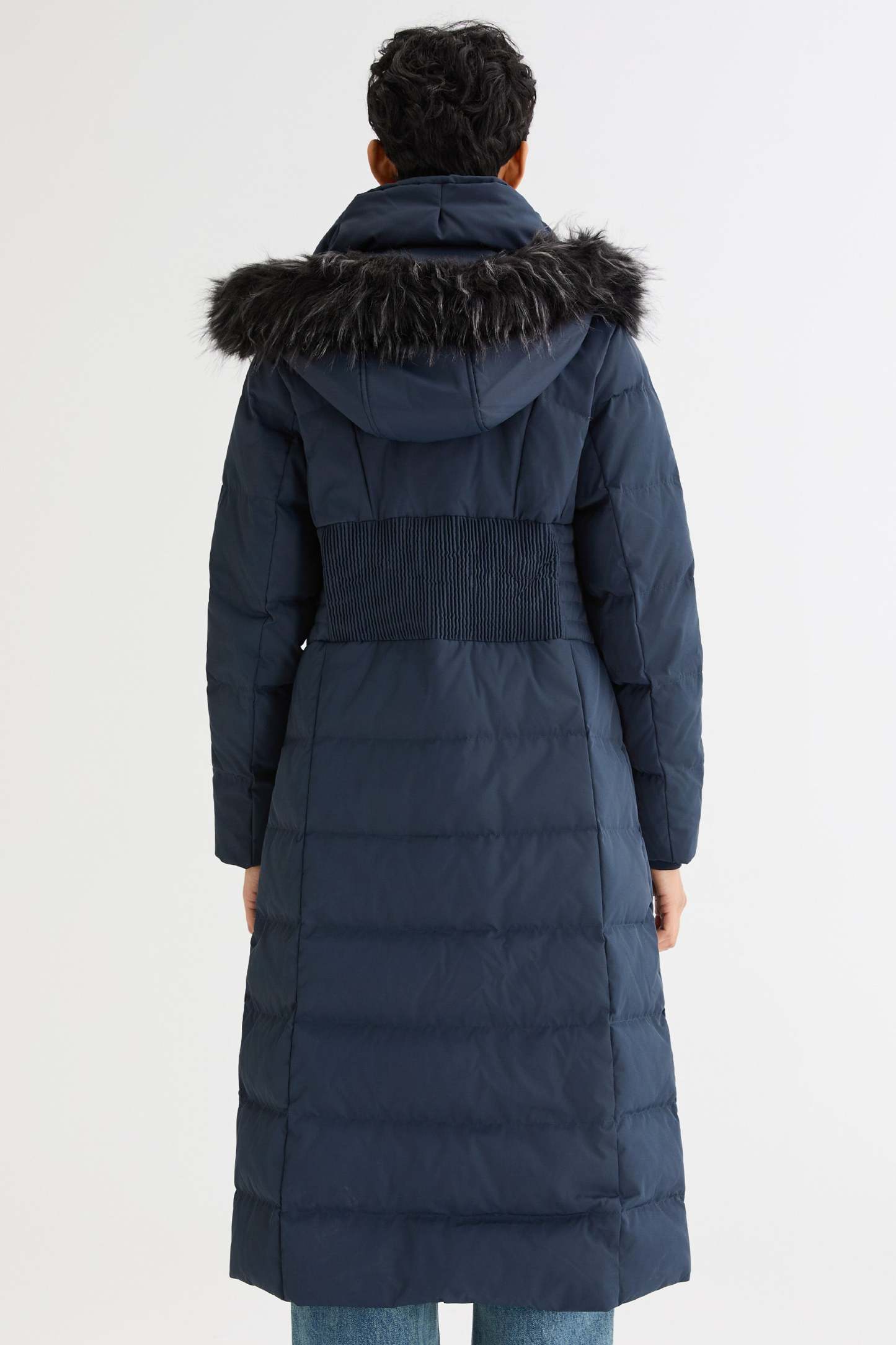 Long Puffer Down Coat with Hood Fur