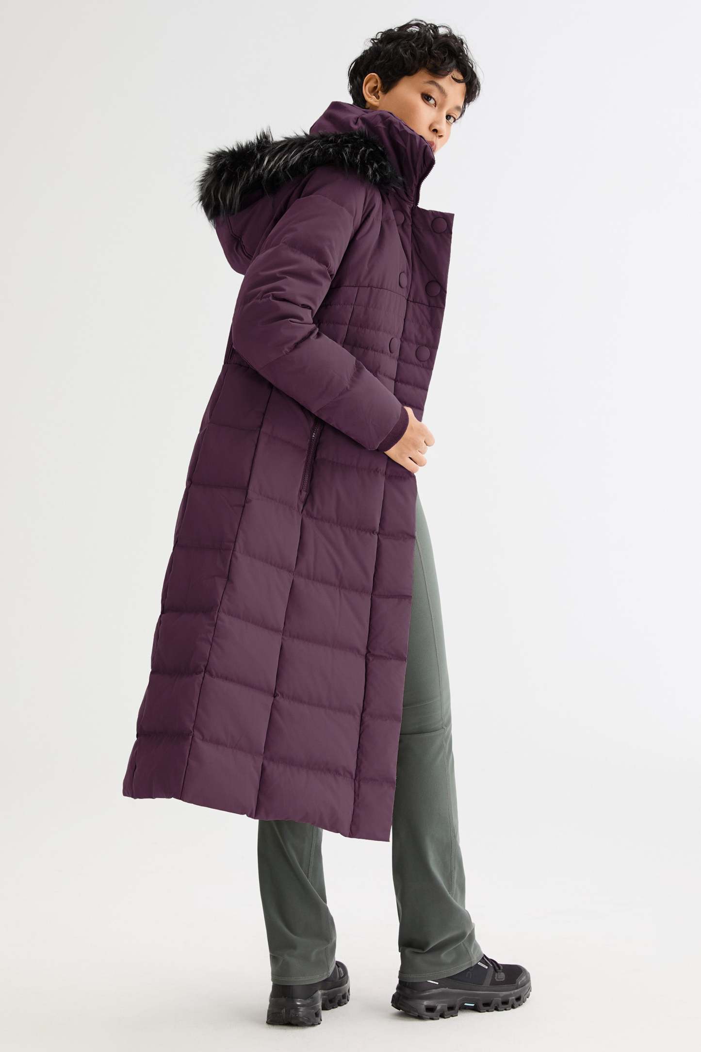 Long Puffer Down Coat with Hood Fur