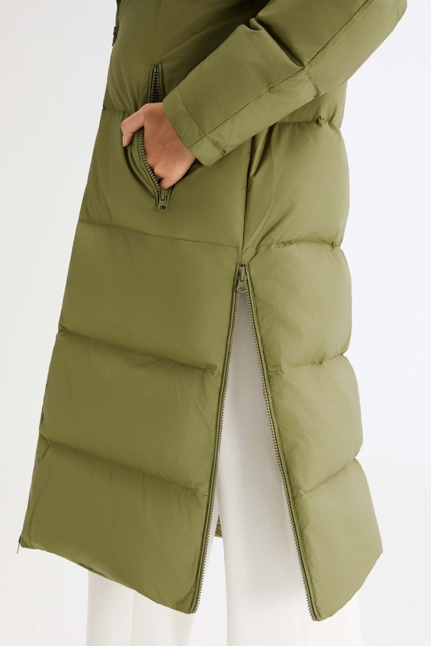 Long Puffer Down Jacket with Hem Slit