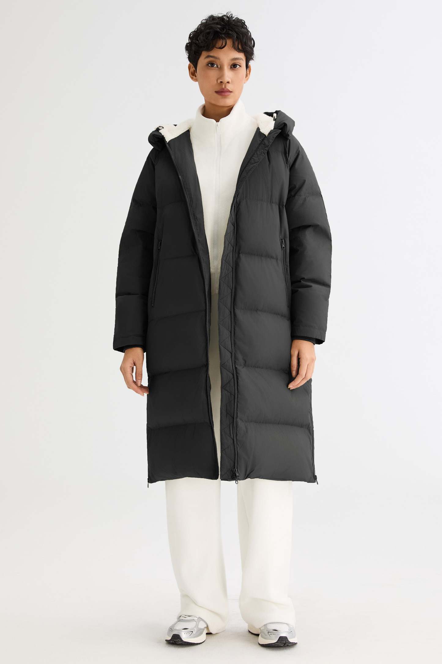 Long Puffer Down Jacket with Hem Slit