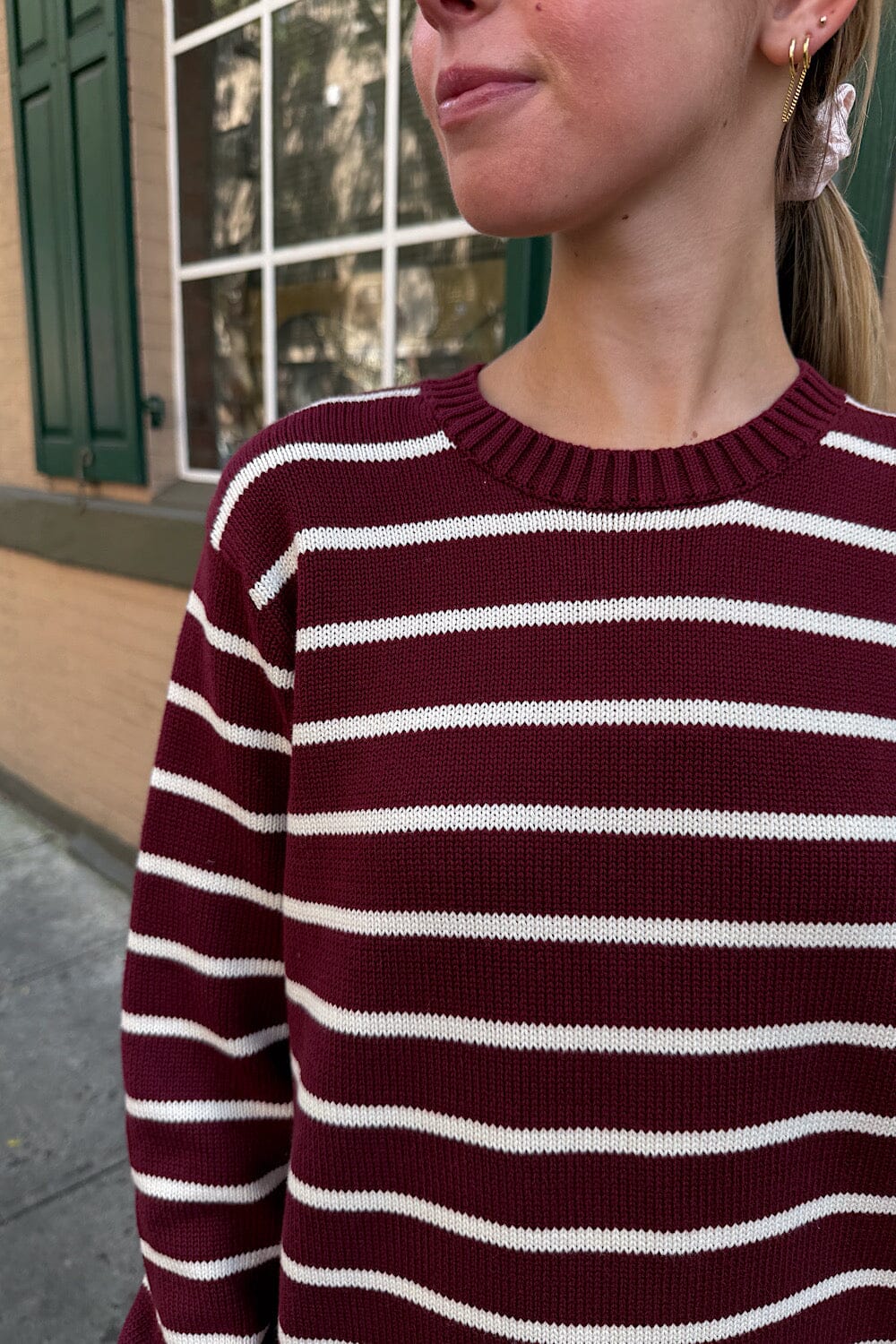 Brianna Thin Stripe Cotton Sweater