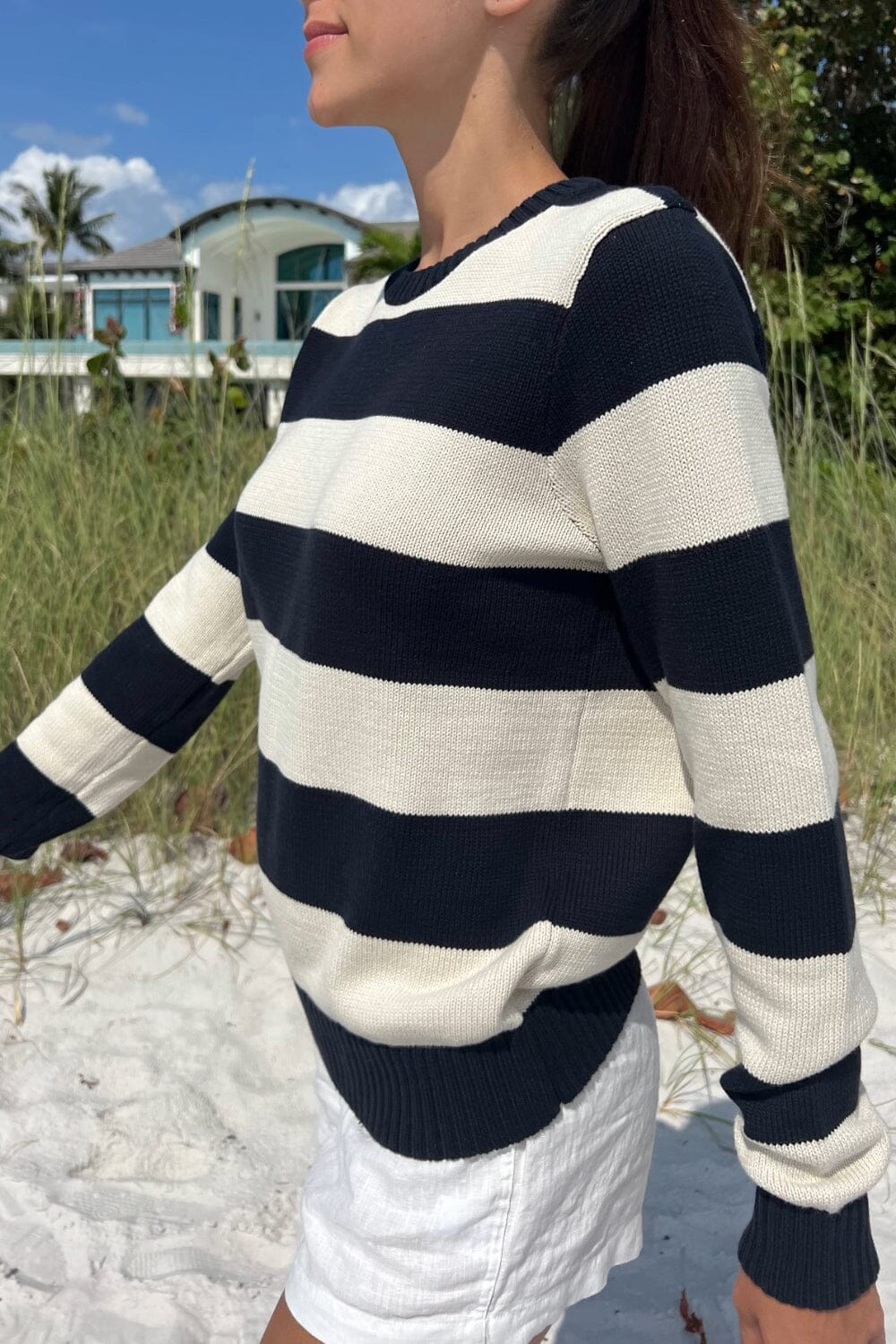 Brianna Cotton Thick Stripe Sweater