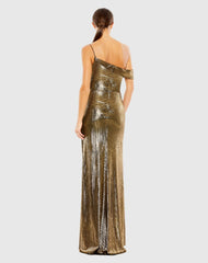 Gold Metallic Off The Shoulder Gown