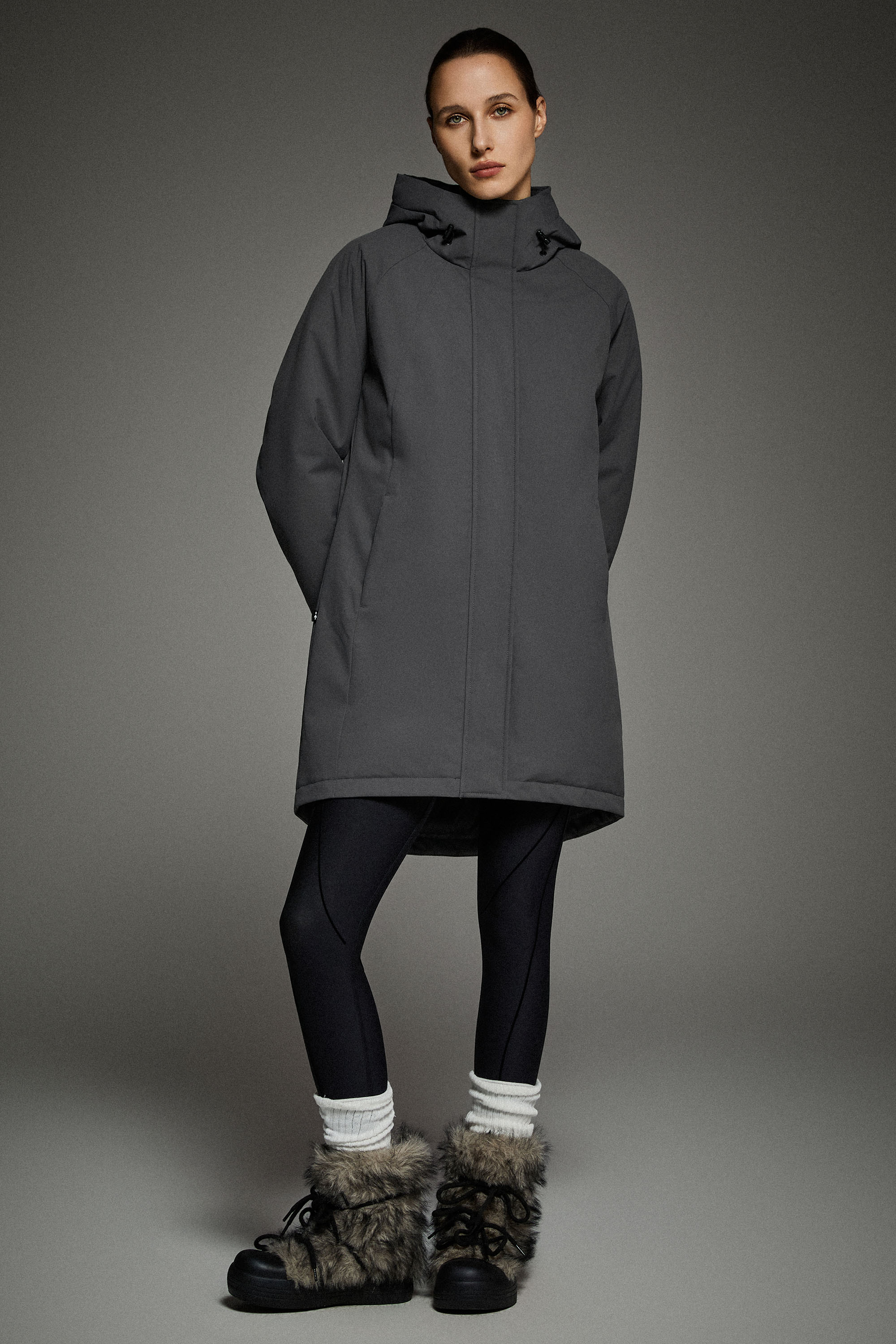 Mid-Length Windproof Parka Coat