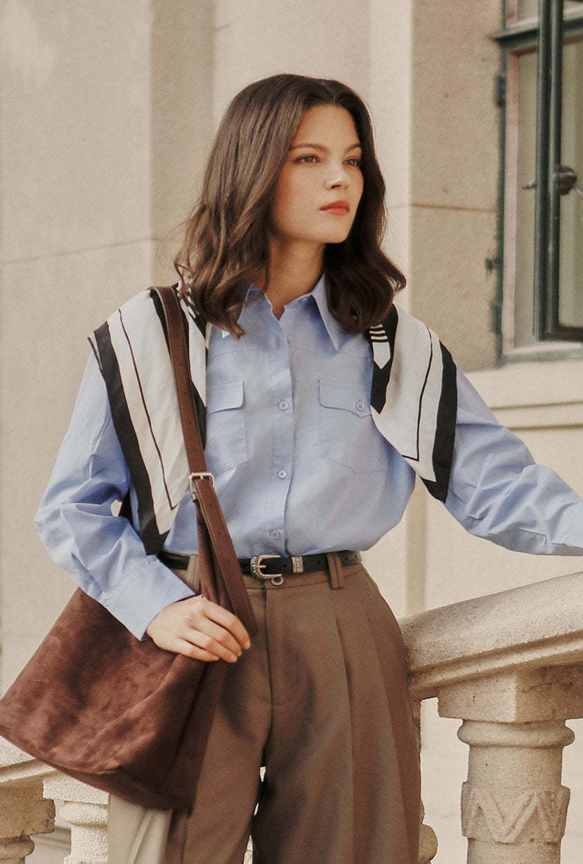 Monogram Border Print Scarf - Black and White