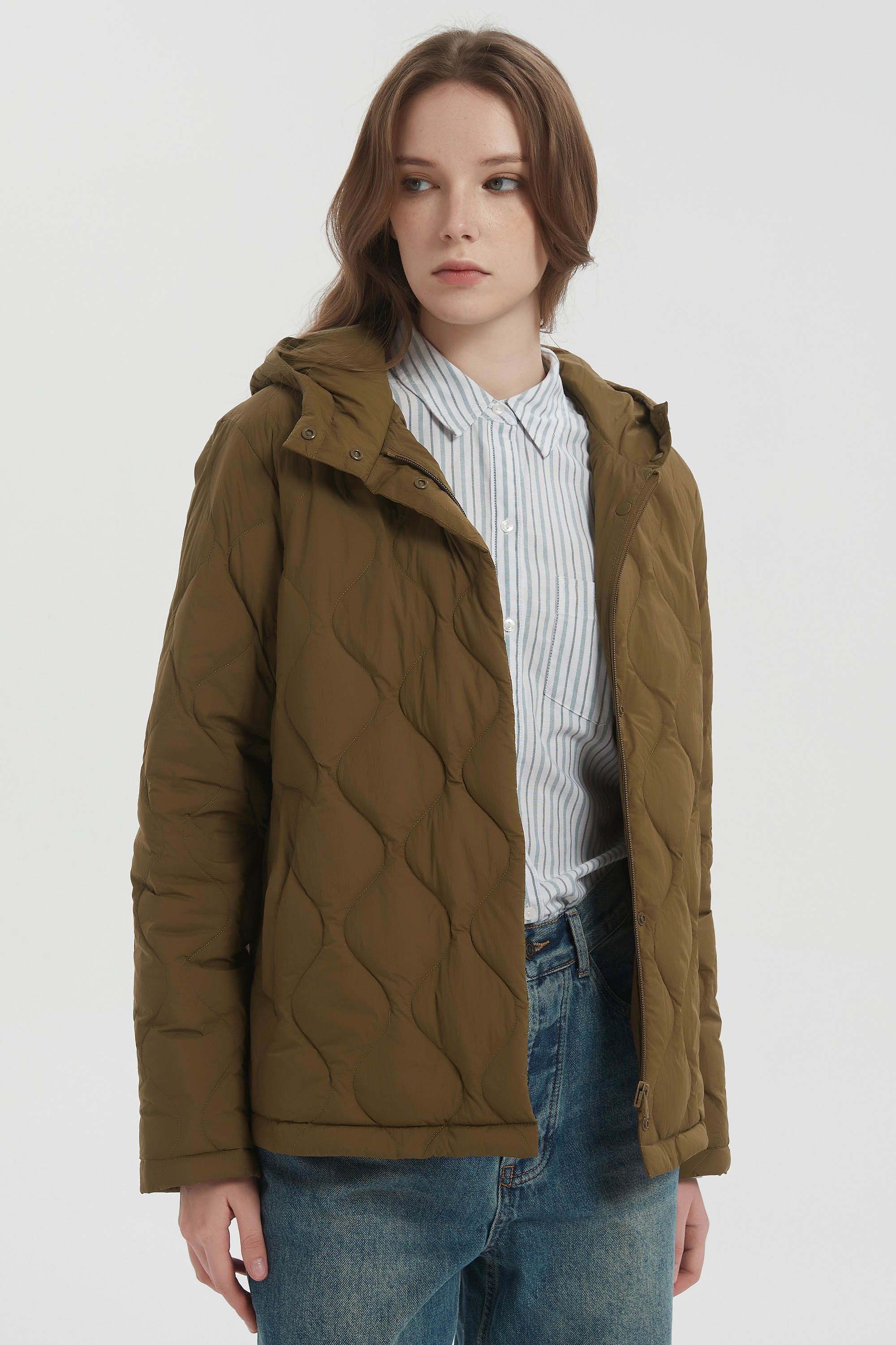 Quilted Down Jacket Lightweight Hooded