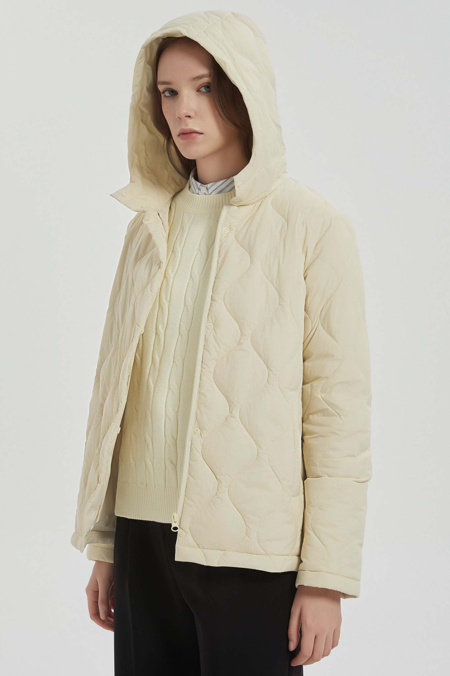 Quilted Down Jacket Lightweight Hooded