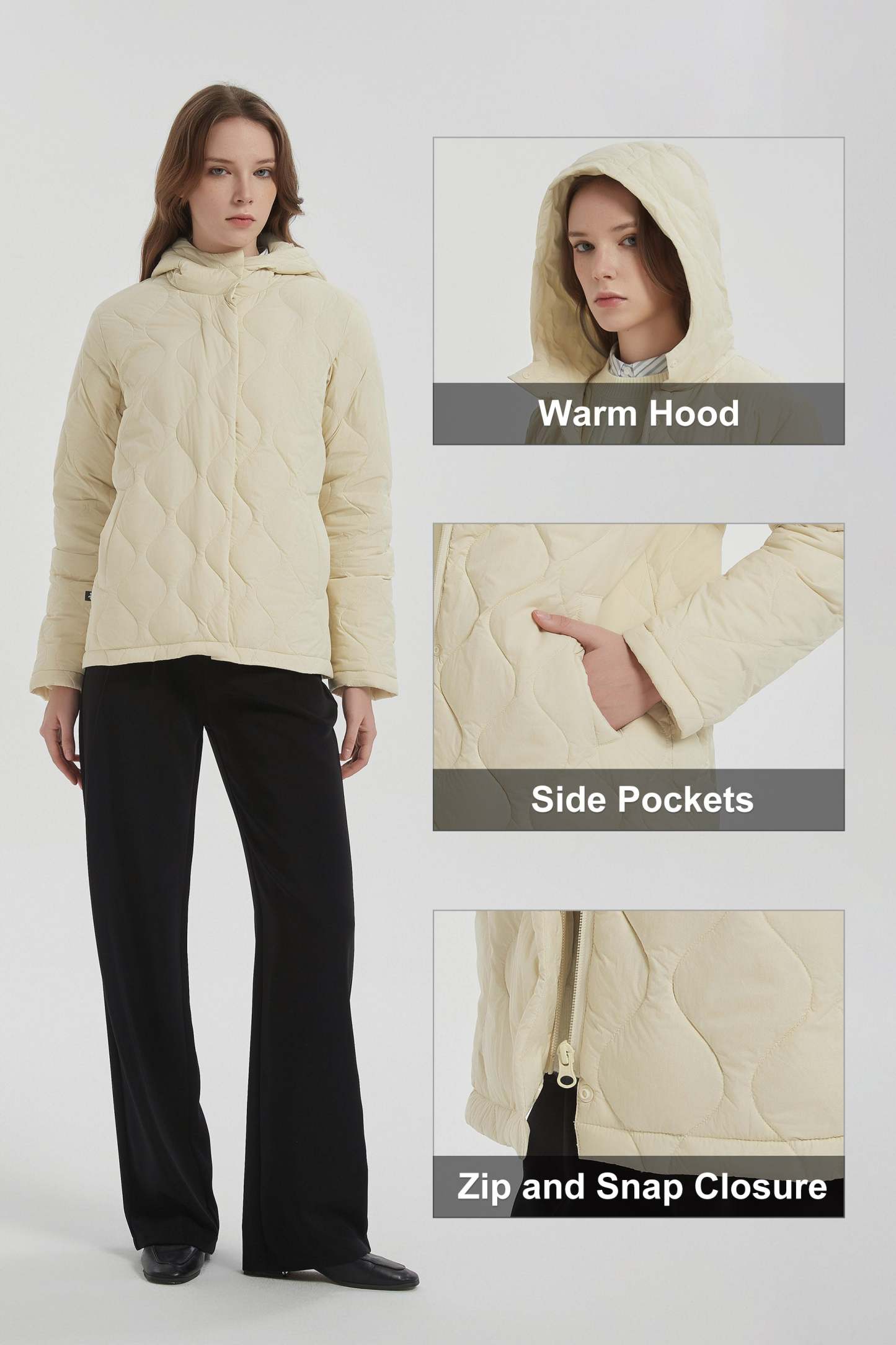 Quilted Down Jacket Lightweight Hooded