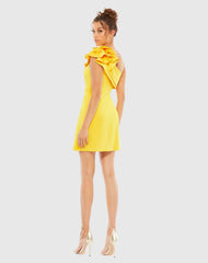 Yellow One Shoulder Ruffle Mini Dress