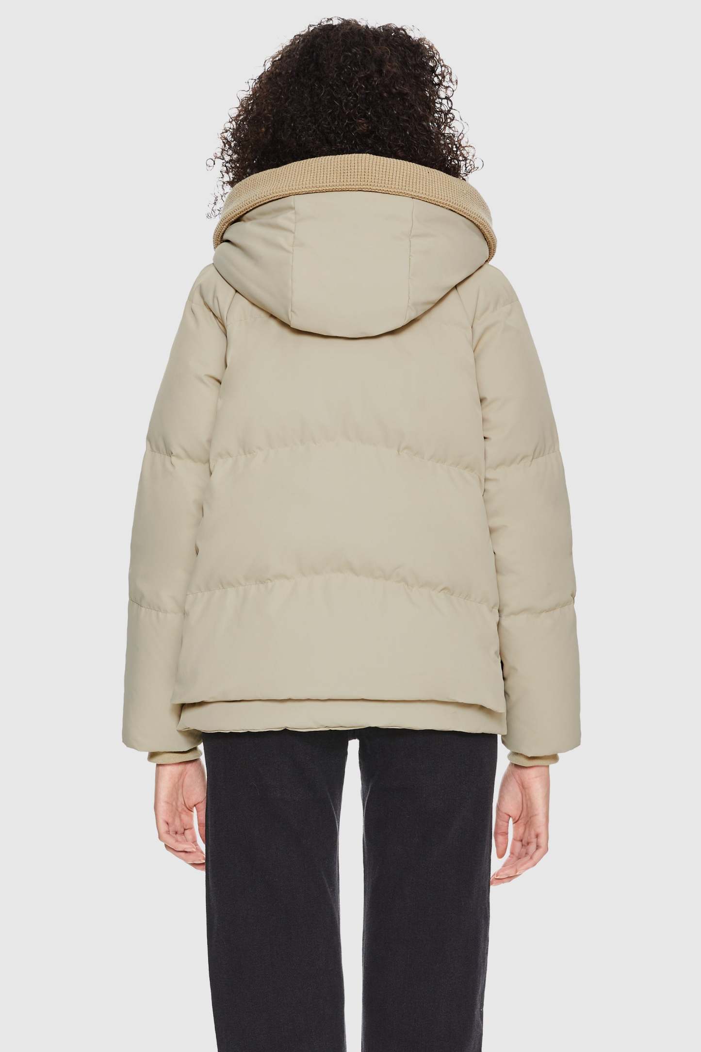 092 Universe® Knitted Brim Hooded Down Coat