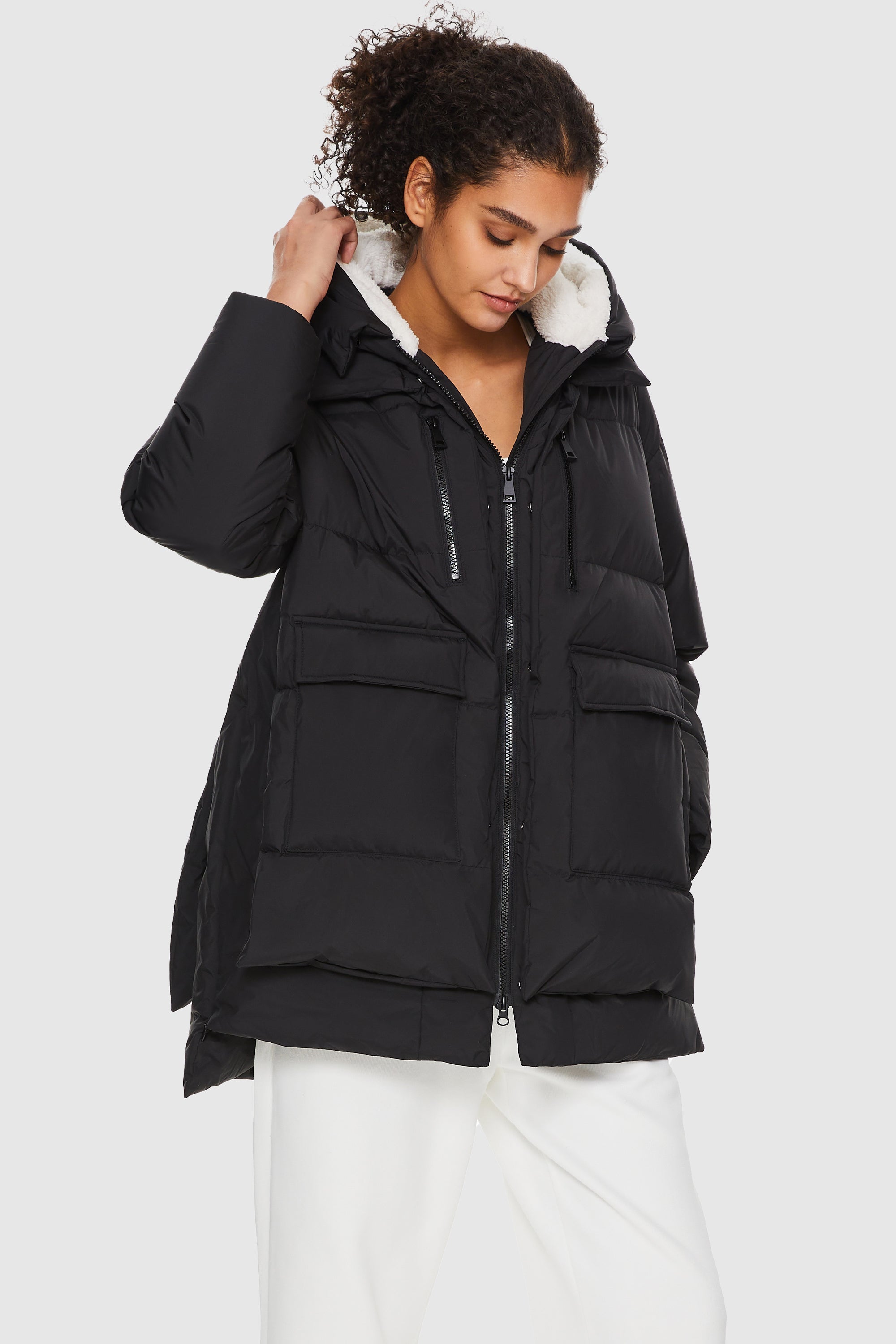 092 Universe® Hooded Down Jacket with Slitted Hem