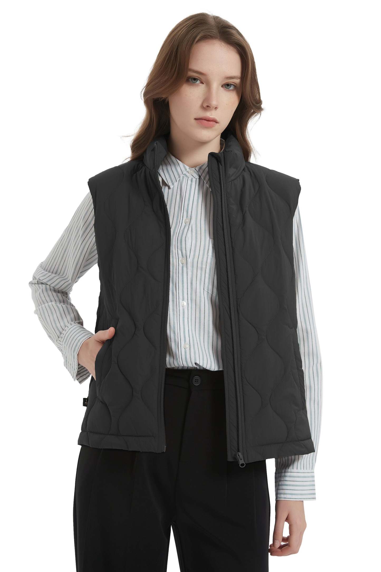 Cropped Down Puffer Vest Zip Up Lightweight