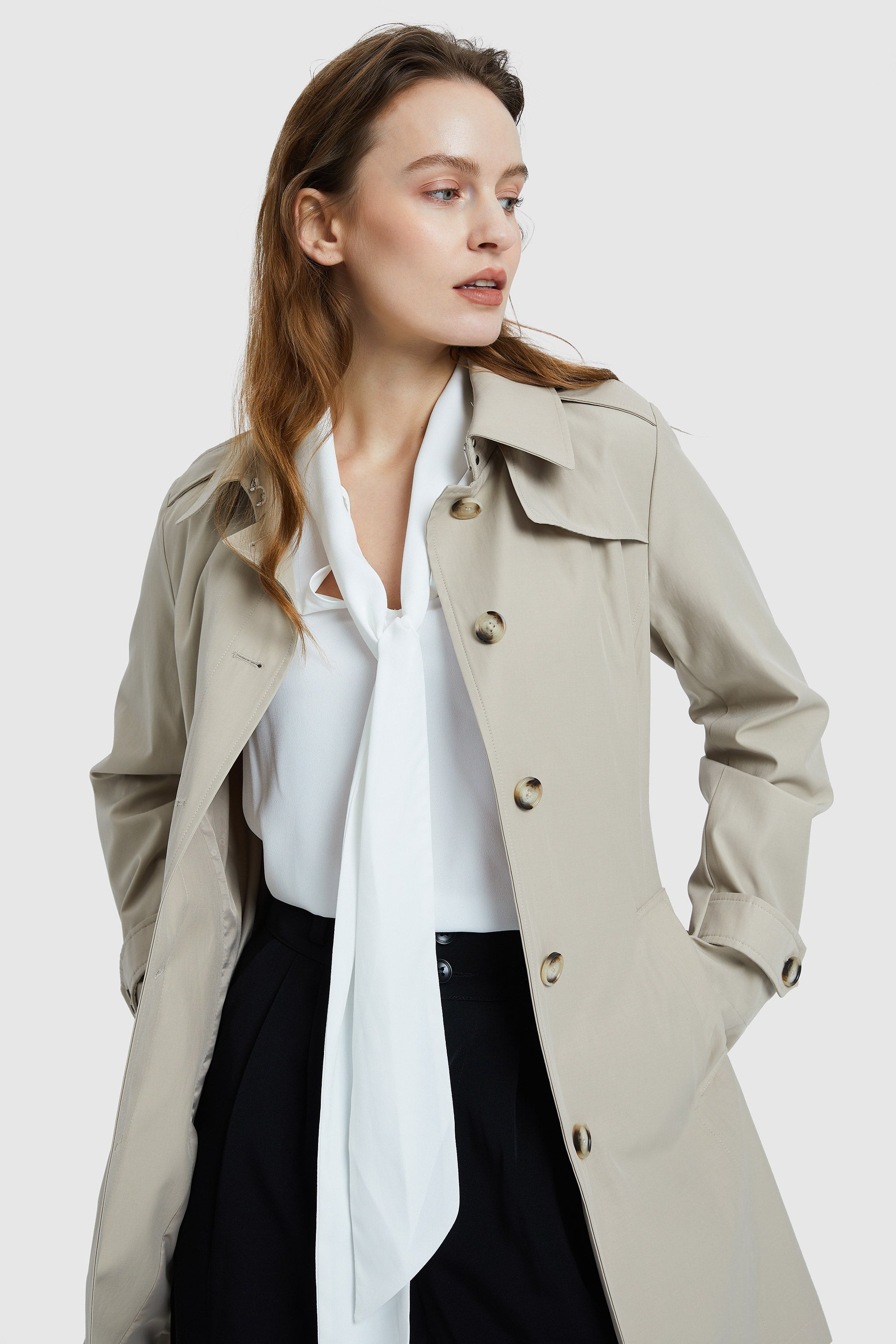 Classic Windproof Belted Hudson Trench