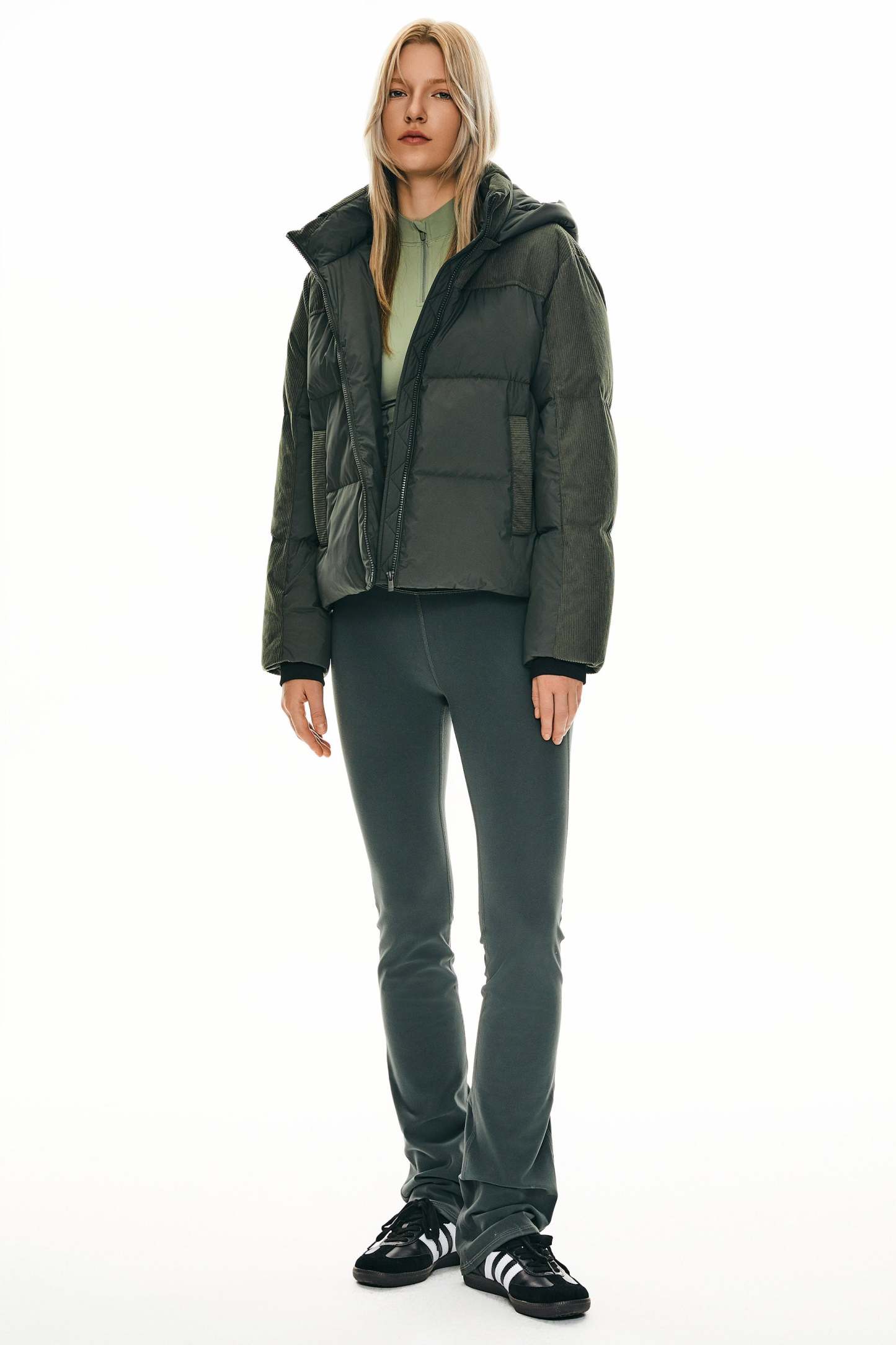 Cropped Down Puffer Jacket Winter Hooded