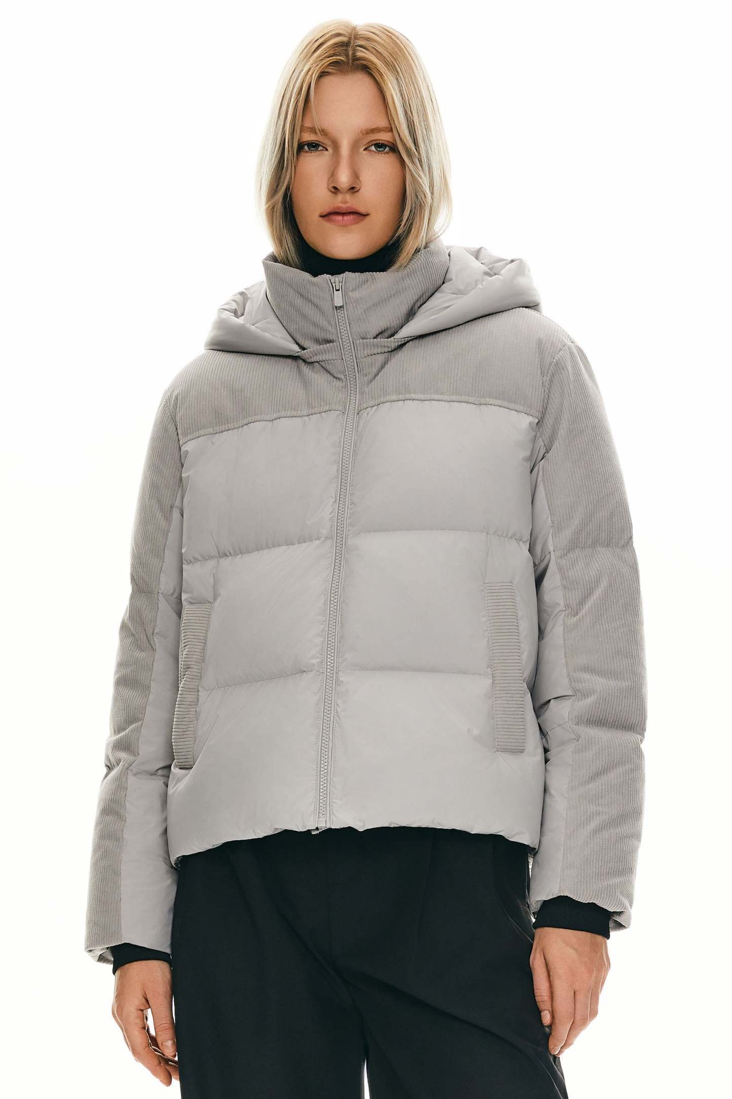 Cropped Down Puffer Jacket Winter Hooded