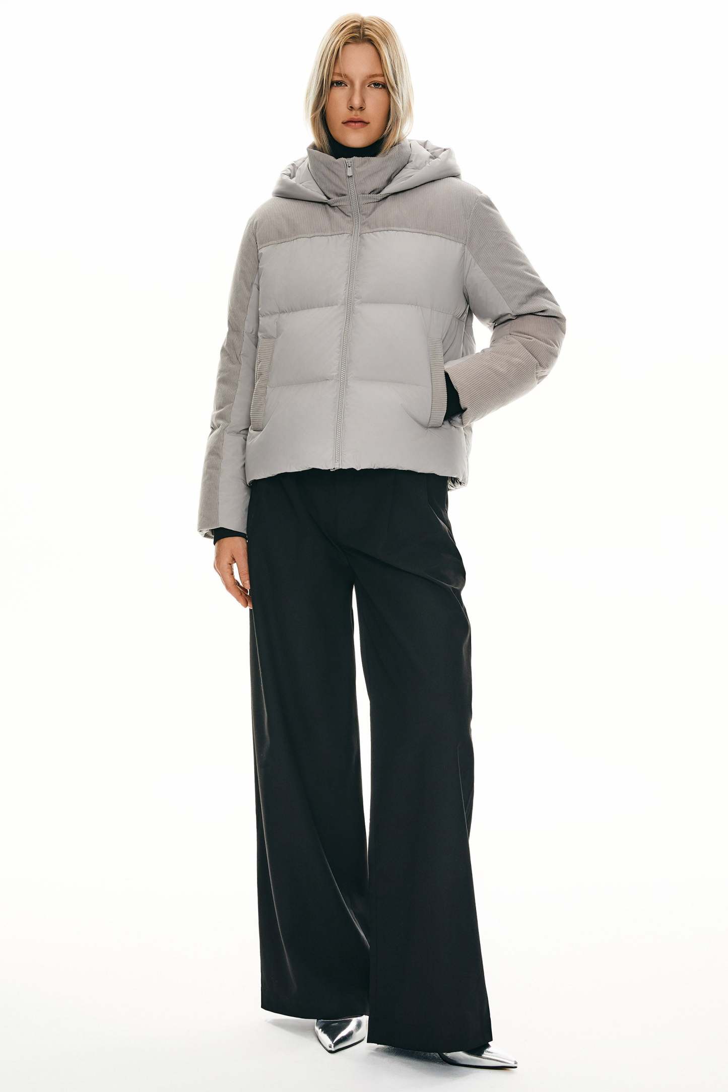 Cropped Down Puffer Jacket Winter Hooded