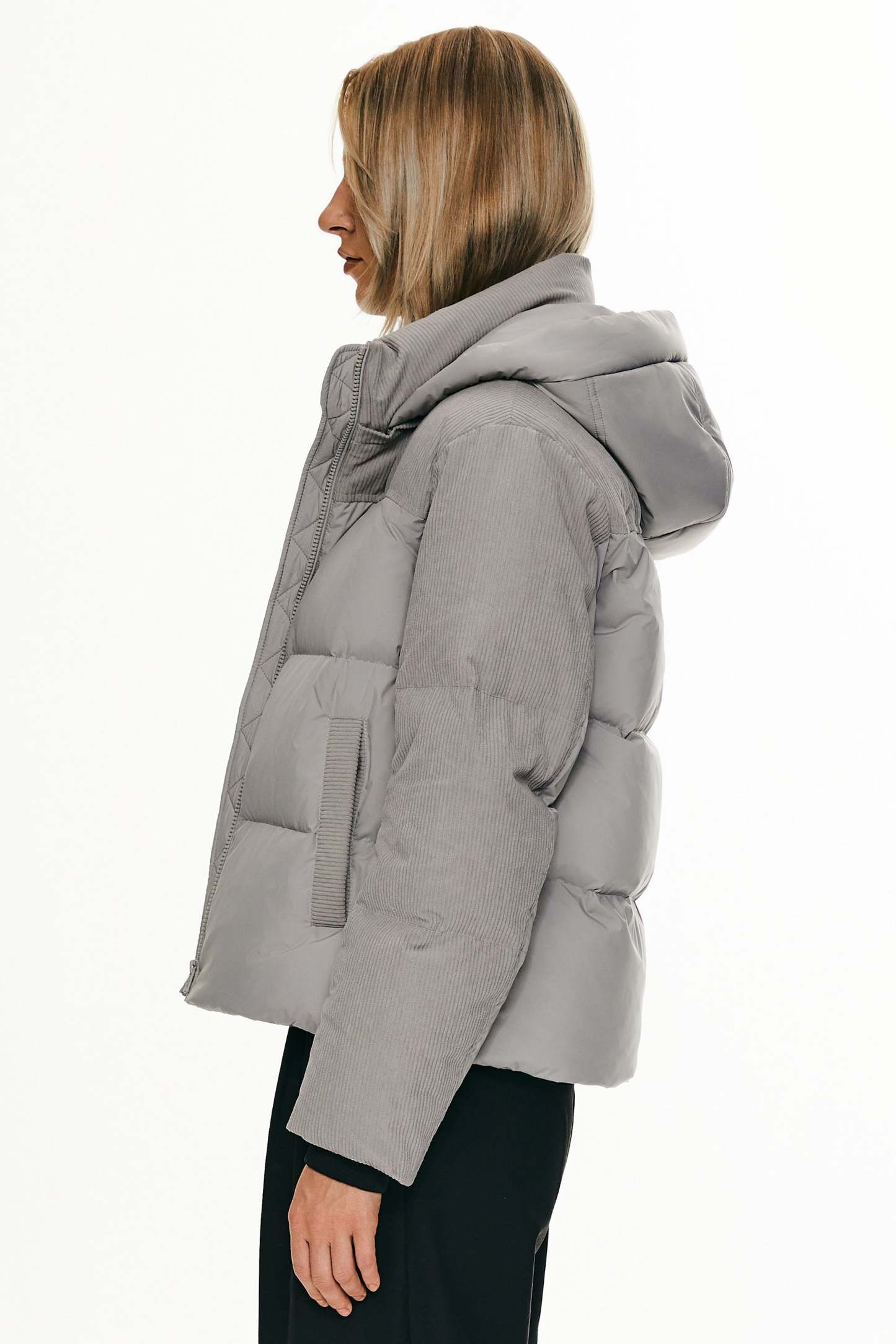 Cropped Down Puffer Jacket Winter Hooded