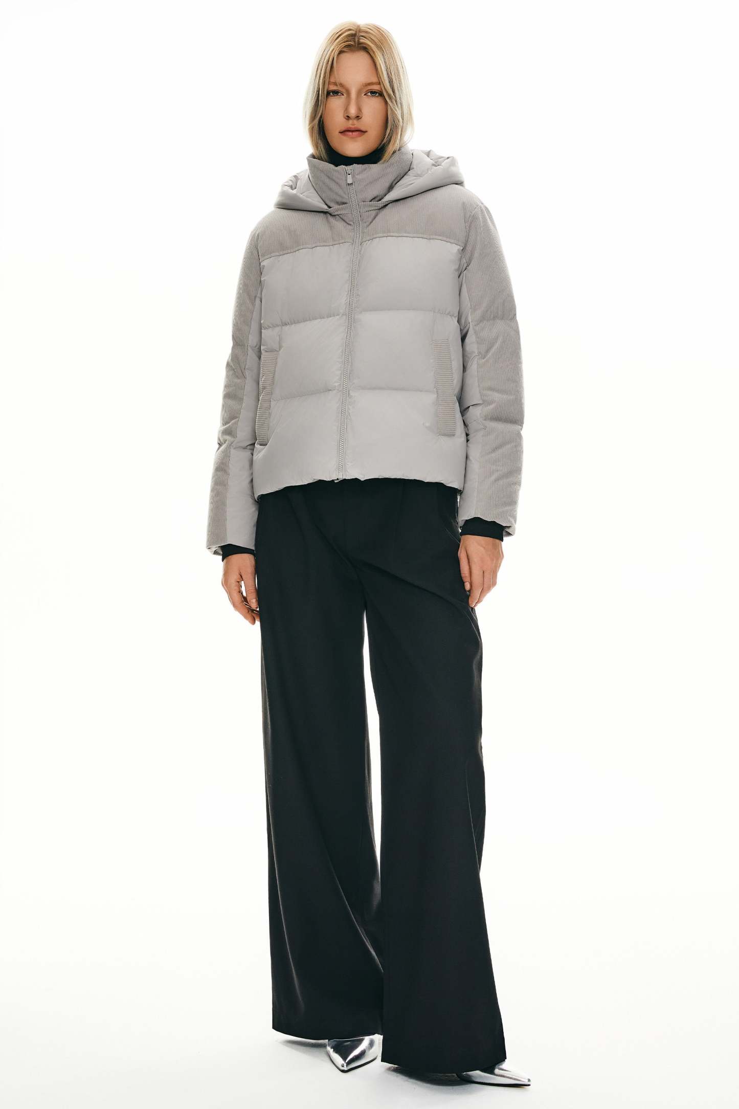 Cropped Down Puffer Jacket Winter Hooded