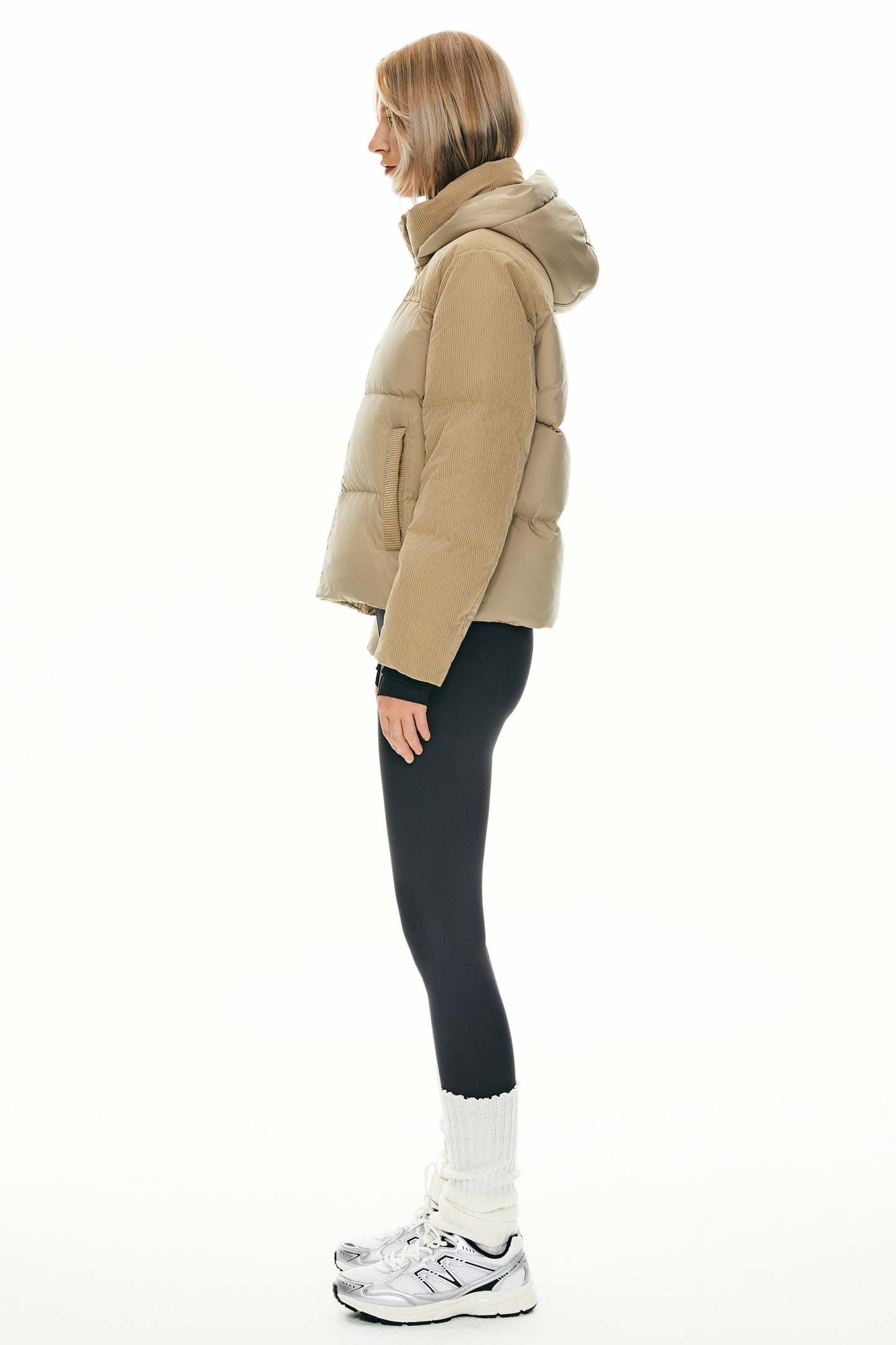 Cropped Down Puffer Jacket Winter Hooded