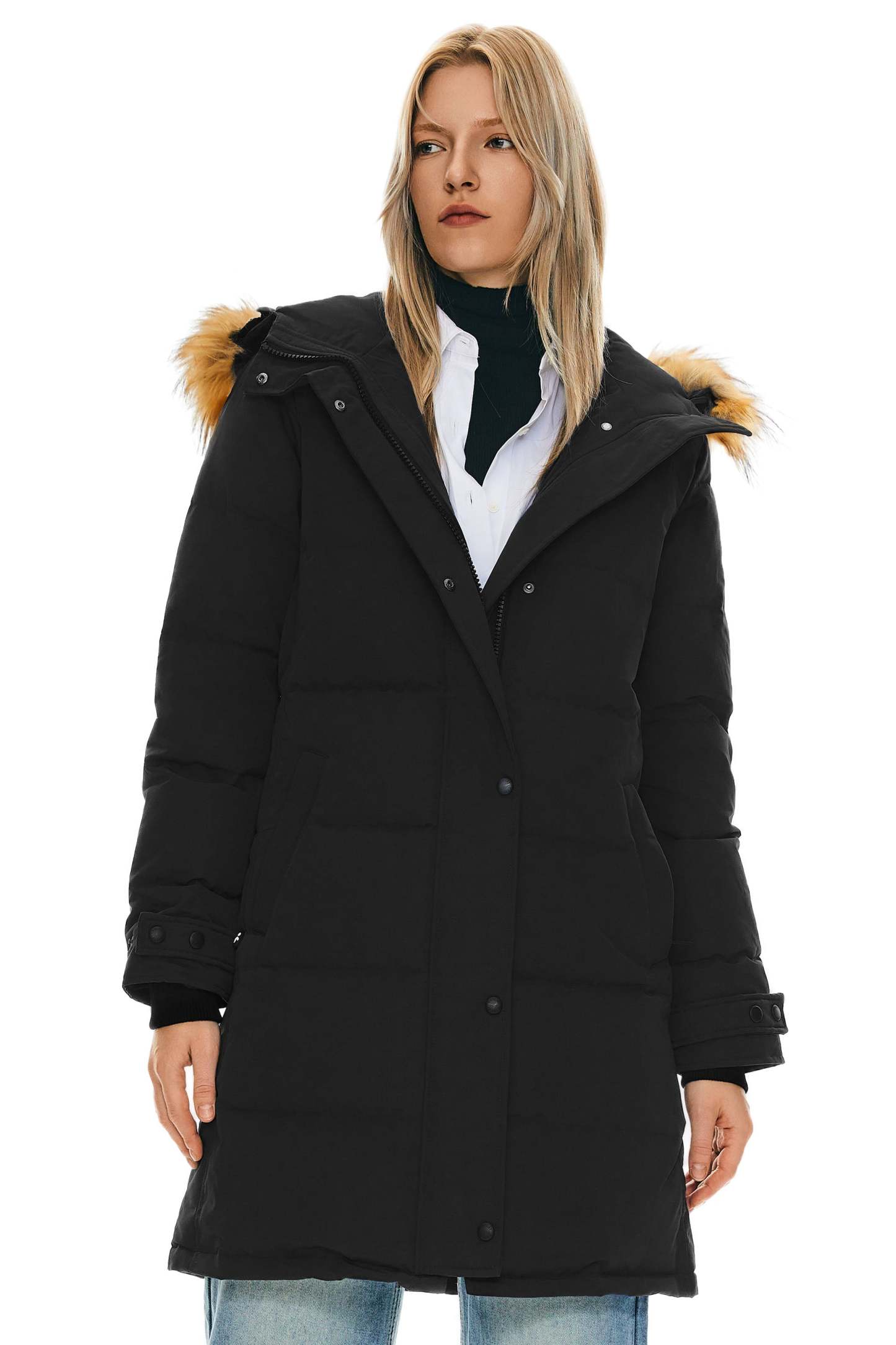 Drawstring Hooded Thickened Puffer Down Coat