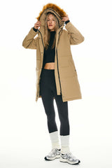 Drawstring Hooded Thickened Puffer Down Coat