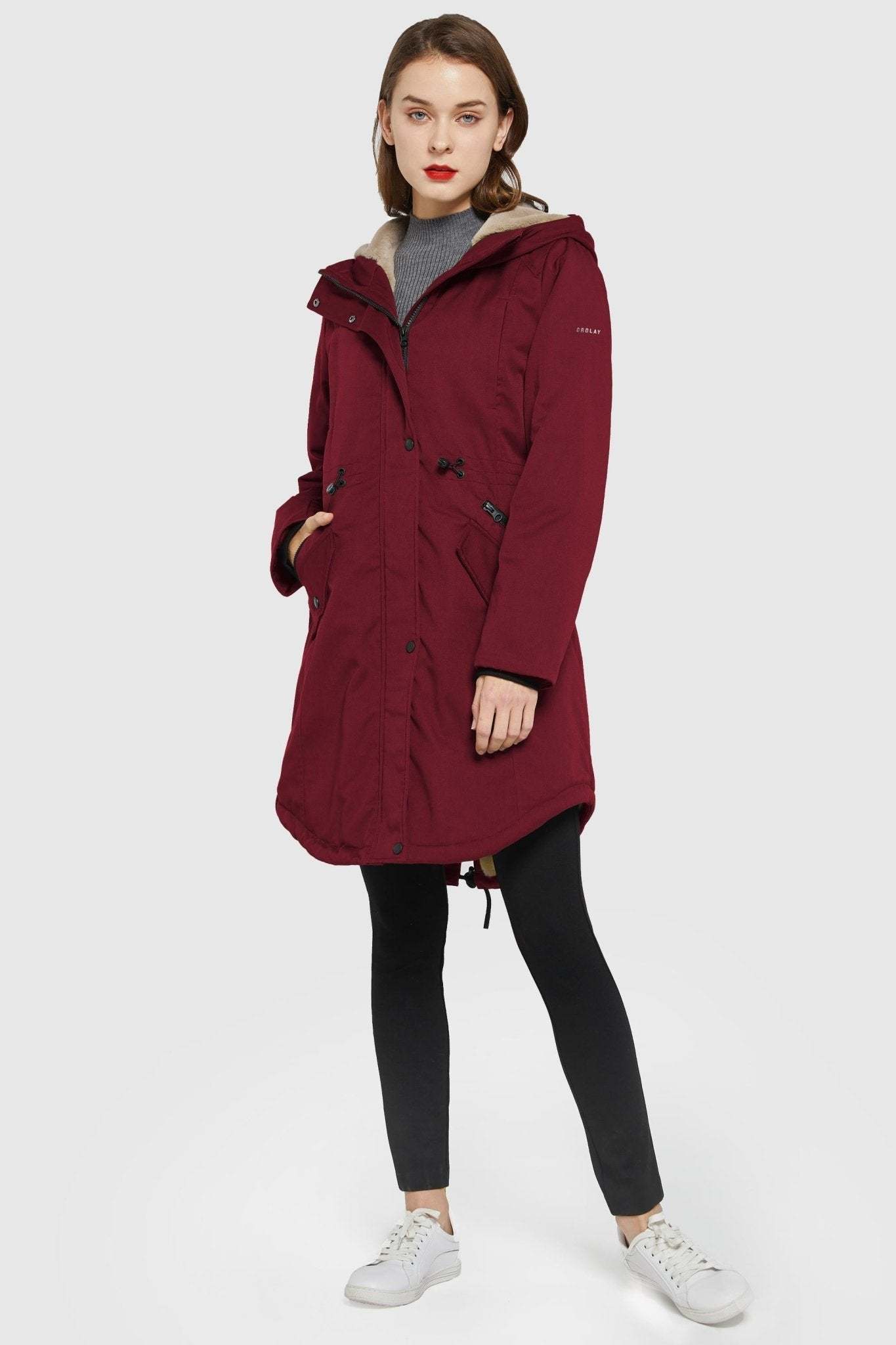 Fleece-Lined Hooded Parka Jacket with Pockets