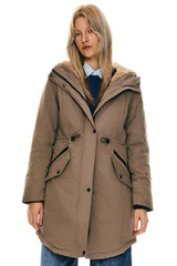 Fleece-Lined Hooded Parka Jacket with Pockets