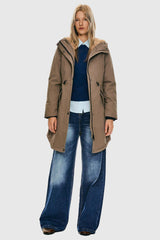 Fleece-Lined Hooded Parka Jacket with Pockets