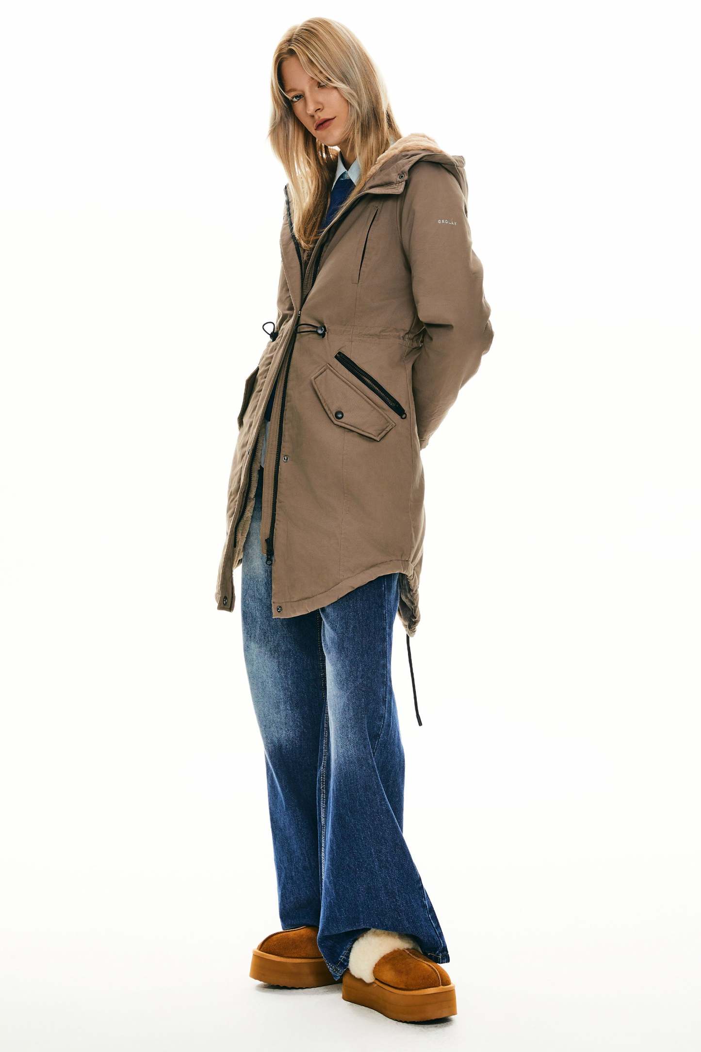 Fleece-Lined Hooded Parka Jacket with Pockets