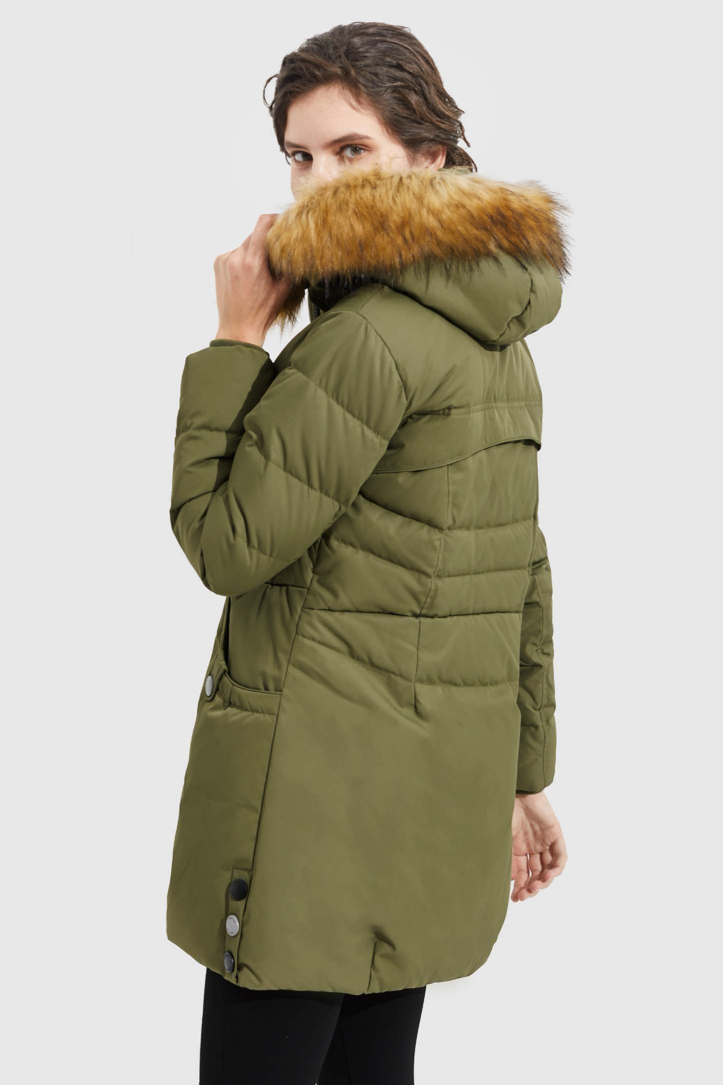 Faux Fur Qulited Puffer Down Jacket