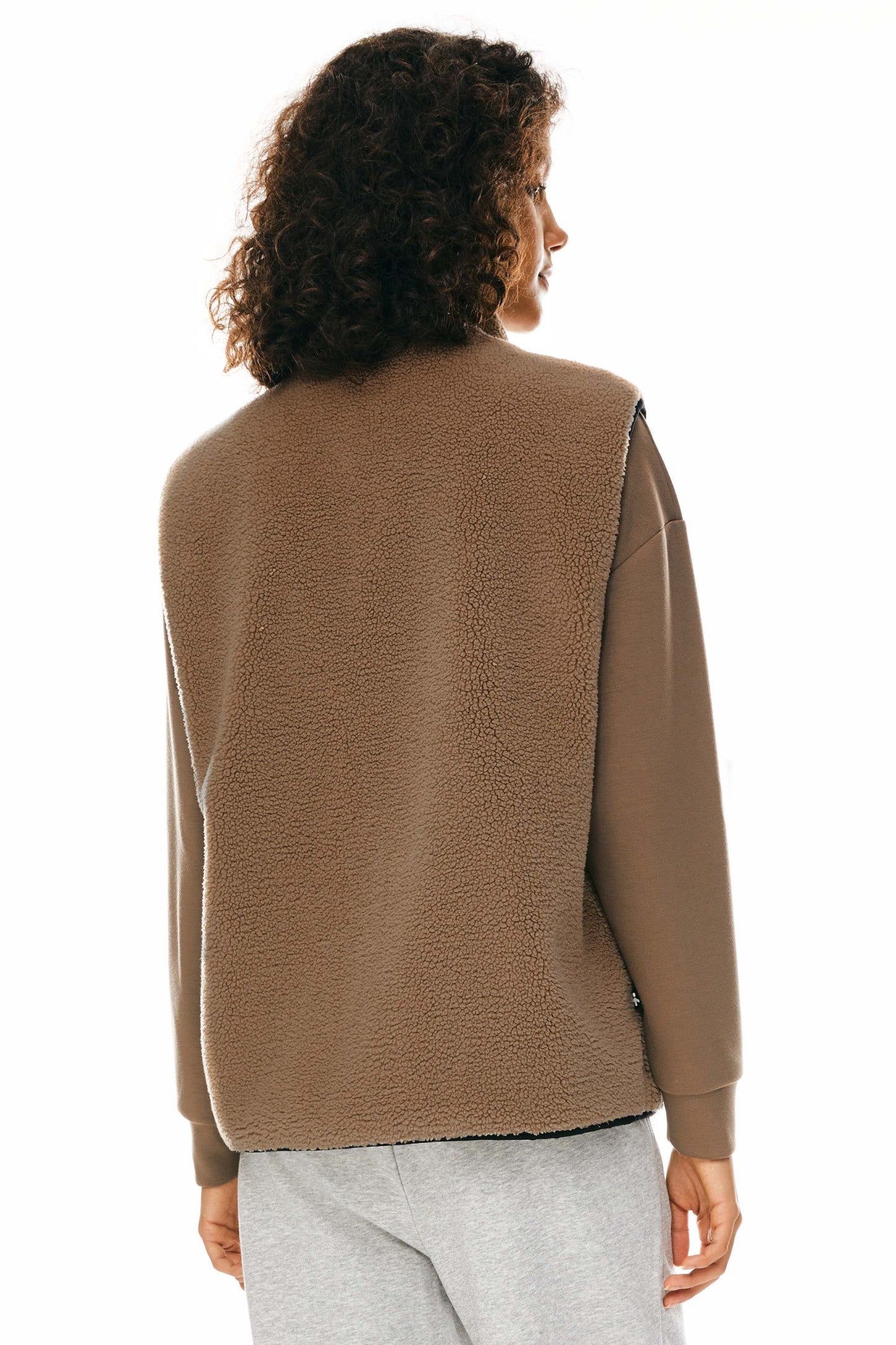 Oversized Fleece Reversible Vest Sherpa with Pockets